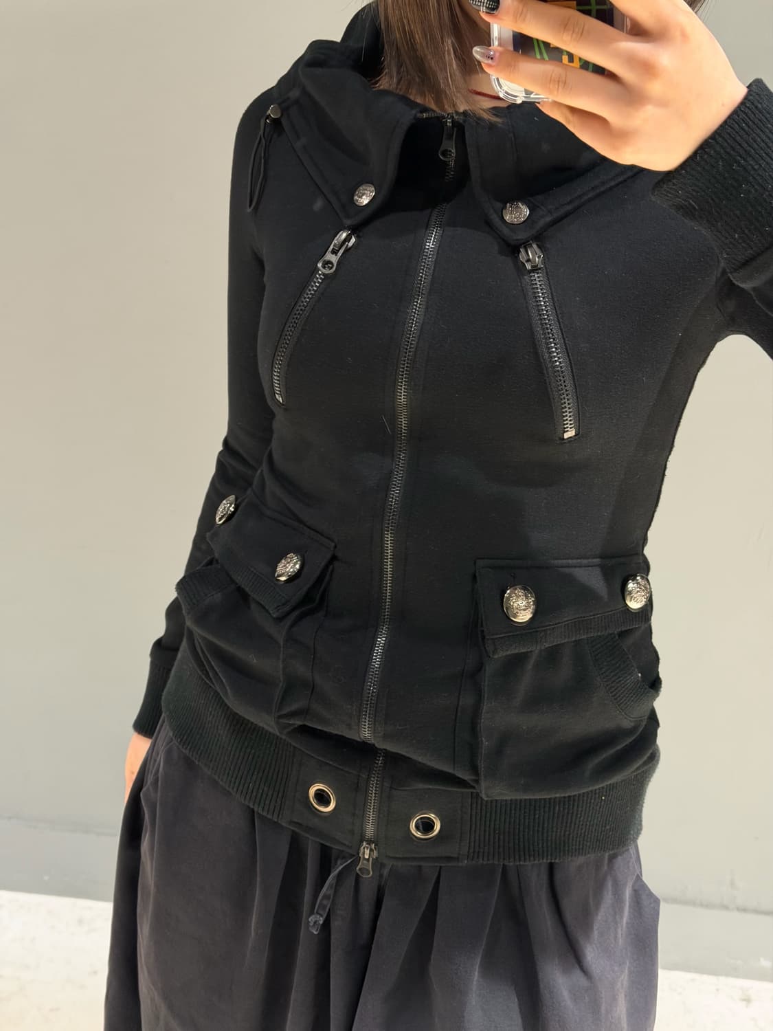 high-neck & wide collar detail zip-up 상품이미지5