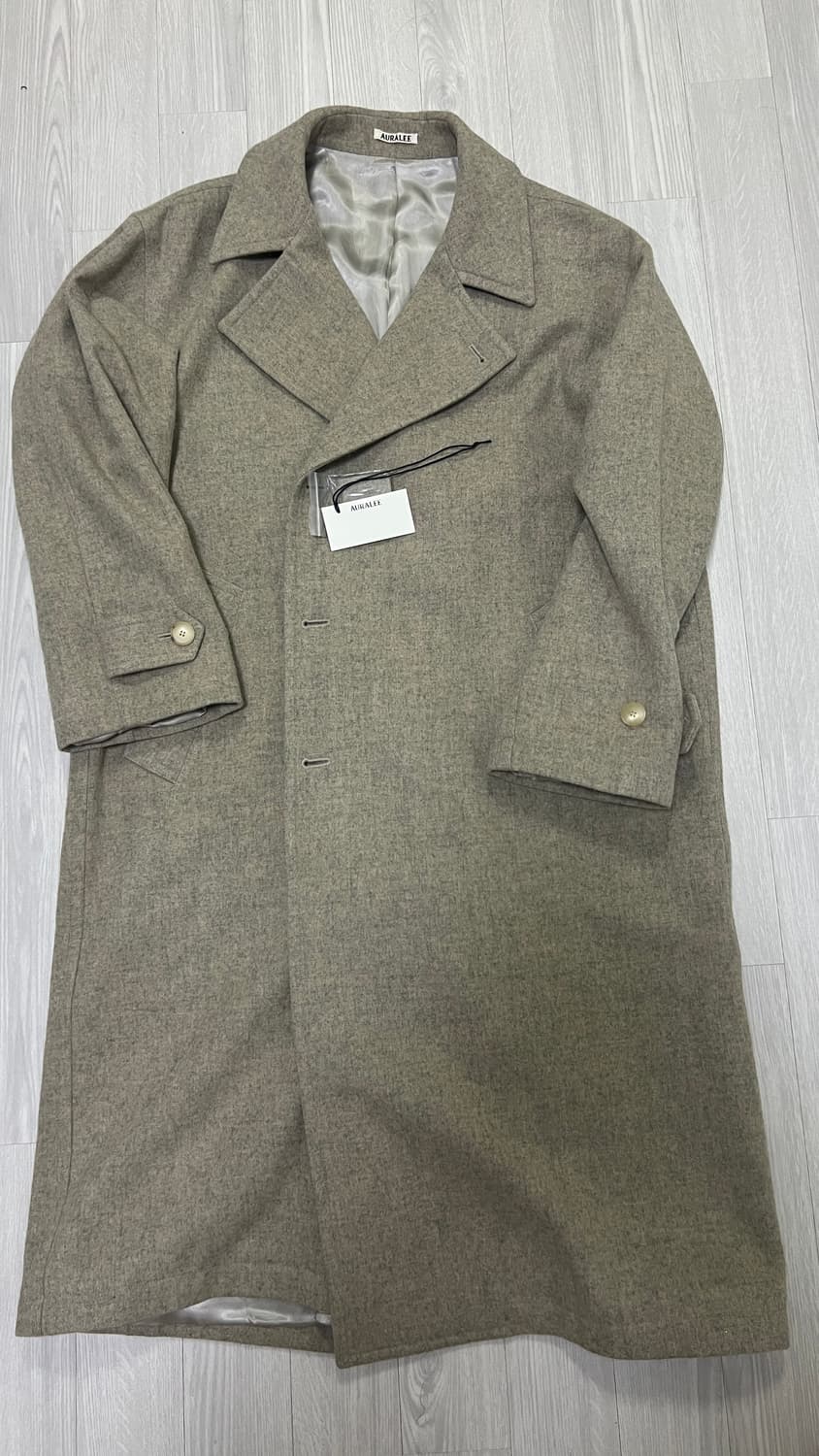 오라리 21fw 셰틀랜드 울 더블 코트 베이지 상품이미지2