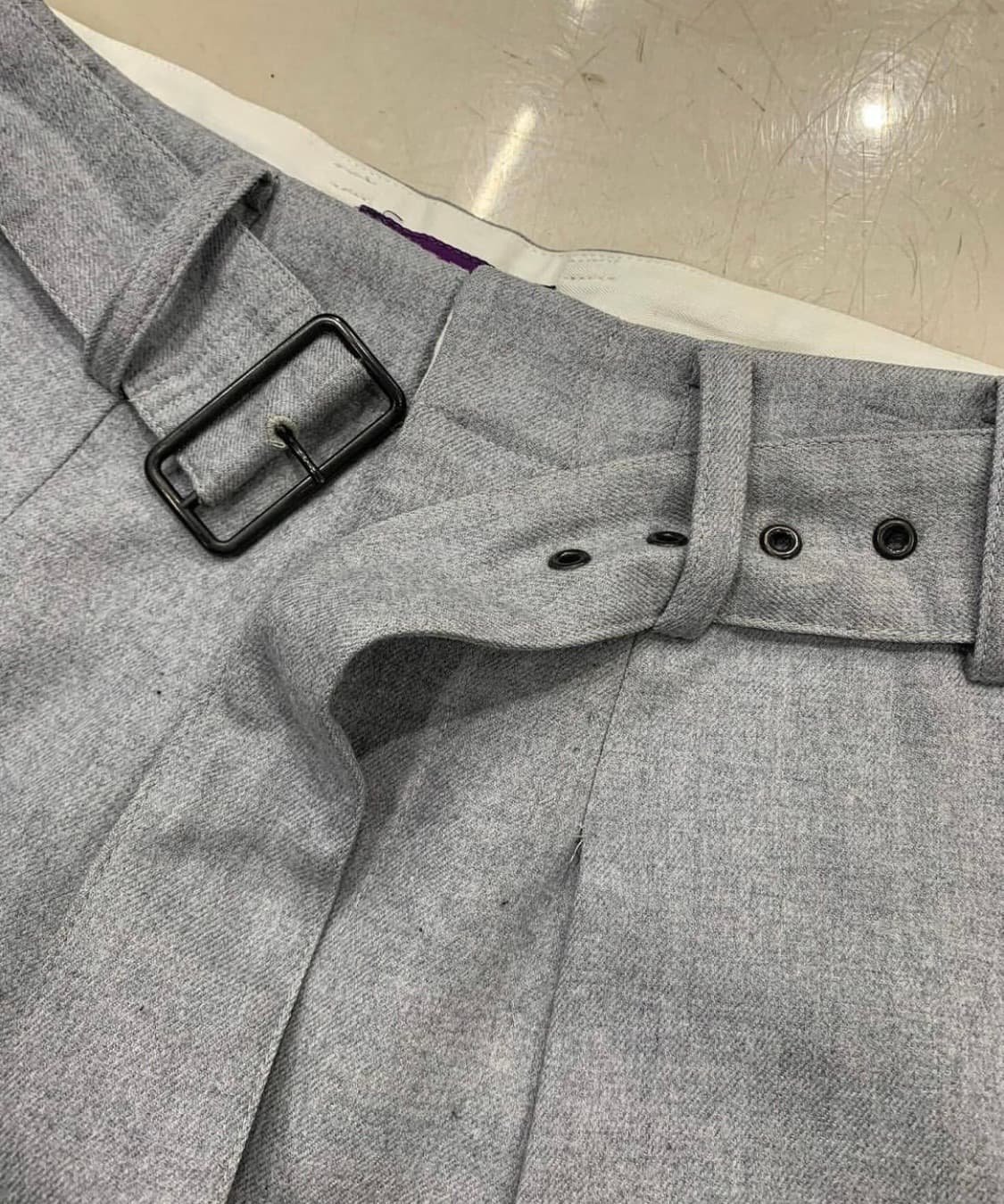 Yohji yamamoto 울x폴리 벨티드 디테일 팬츠 상품이미지4