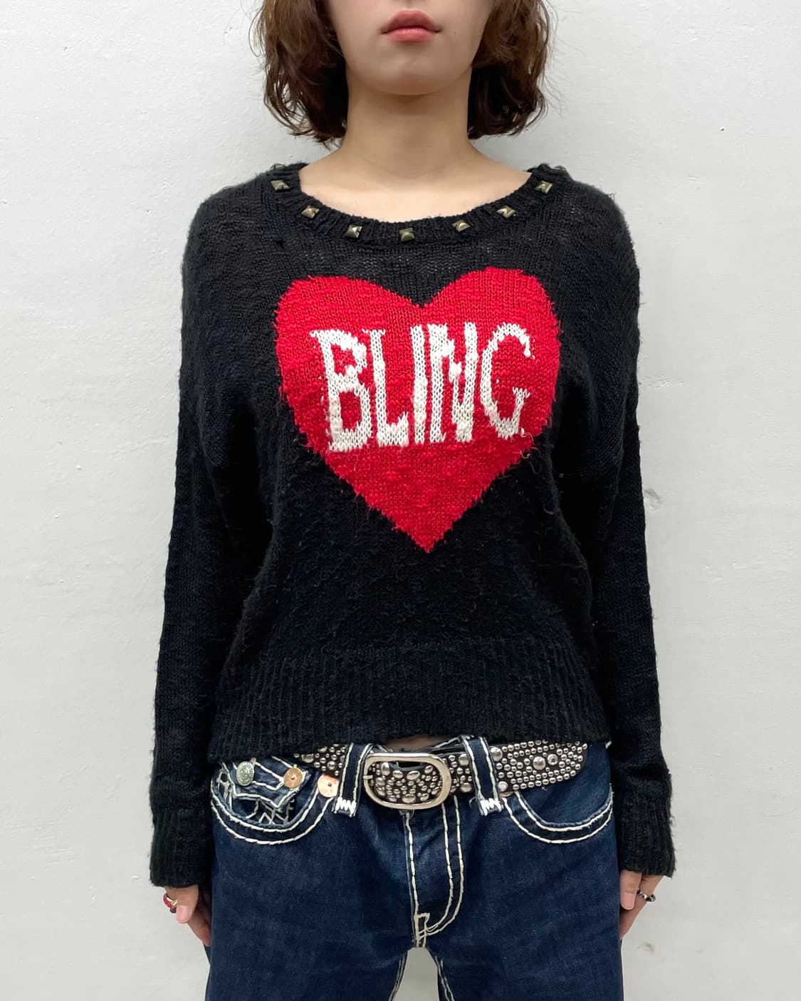 Studded bling heart black knitwear  상품이미지2