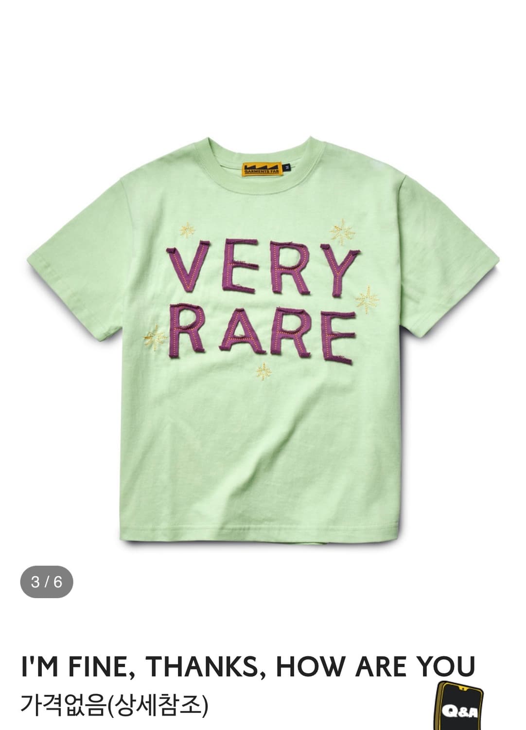 가먼츠팹 Very Rare Star Stitch Tee (LIME) 상품이미지1