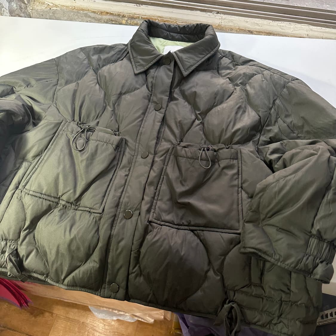 우먼L-XL 라피아프 딥브라운 오버핏 덕다운패딩 상품이미지1