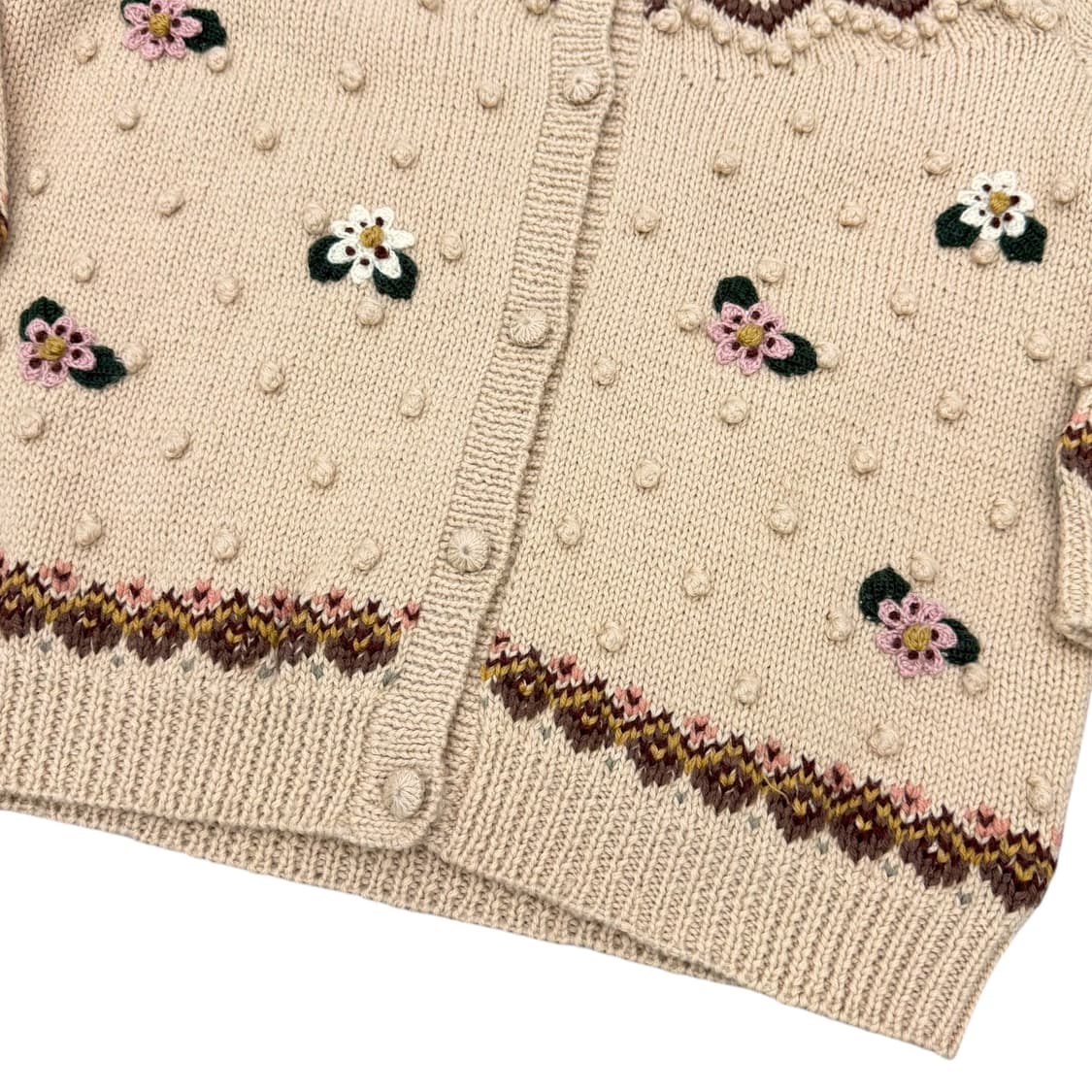 JPN 빈티지 패턴 폼폼이 플라워 울 니트 가디건  상품이미지5