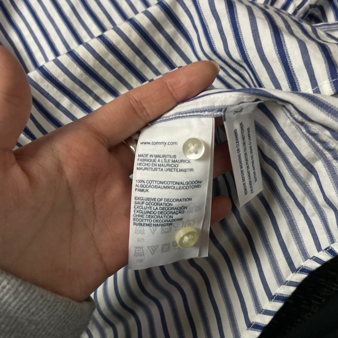 타미힐피거 블루 스트라이프 원포켓 긴팔 셔츠 S 상품이미지7