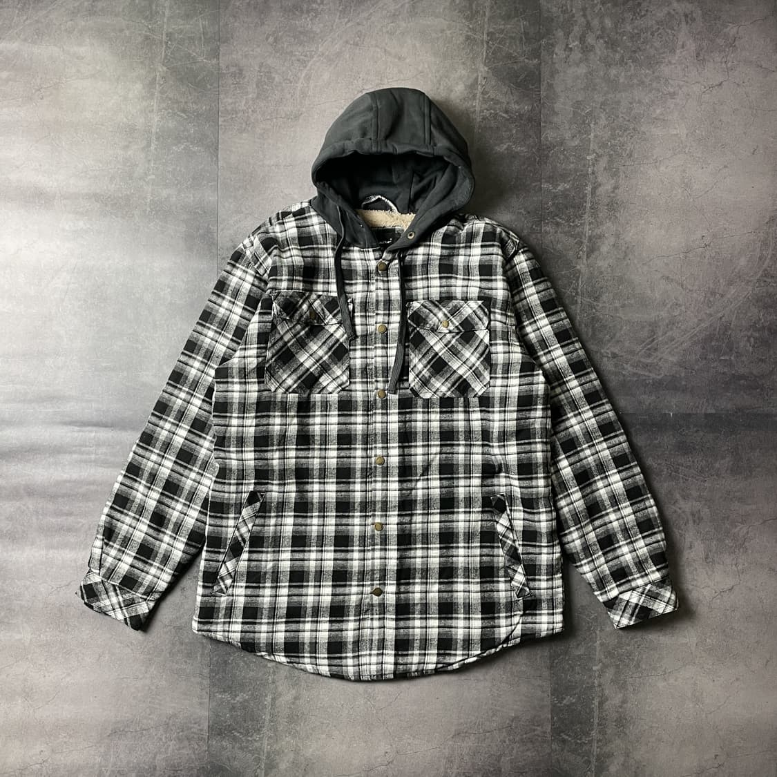 CENTRO 빈티지 체크패턴 플란넬 셰르파안감 후드자켓 A00337 상품이미지1
