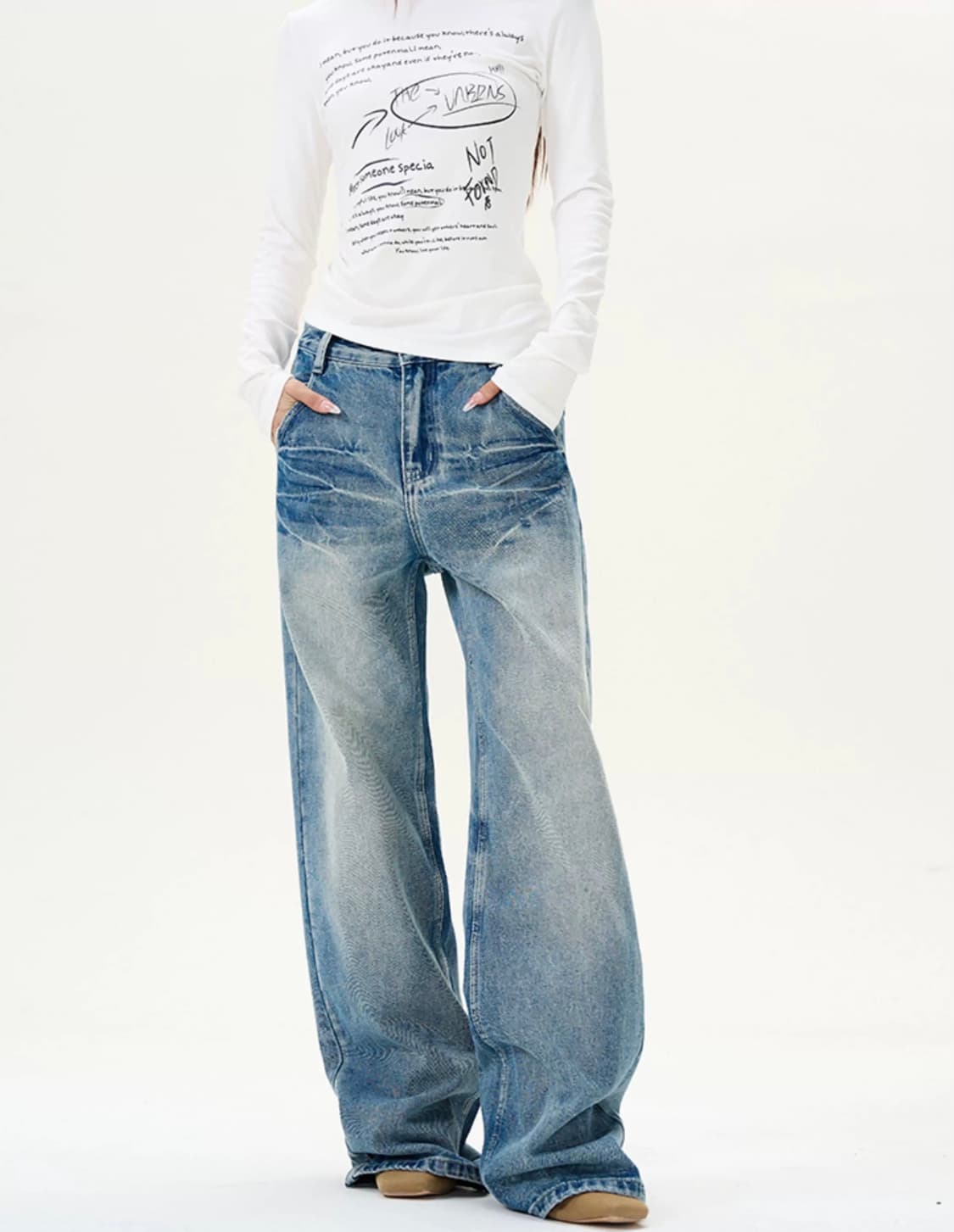 아메리칸 레트로워싱 와이드 데님팬츠 상품이미지1