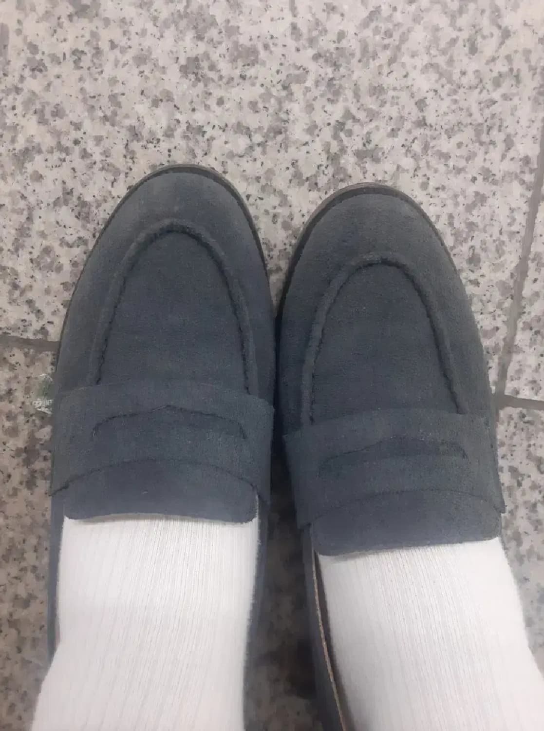 네이비 스웨이드 로퍼 단화 낮은굽 구두 240 상품이미지1