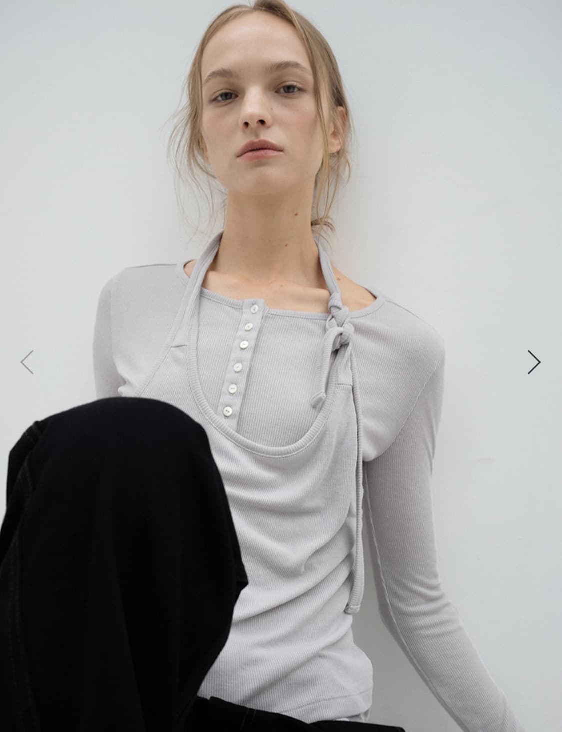 로우타이드 lowtide LAYERED BUTTON T-SHIRT [GR 상품이미지1