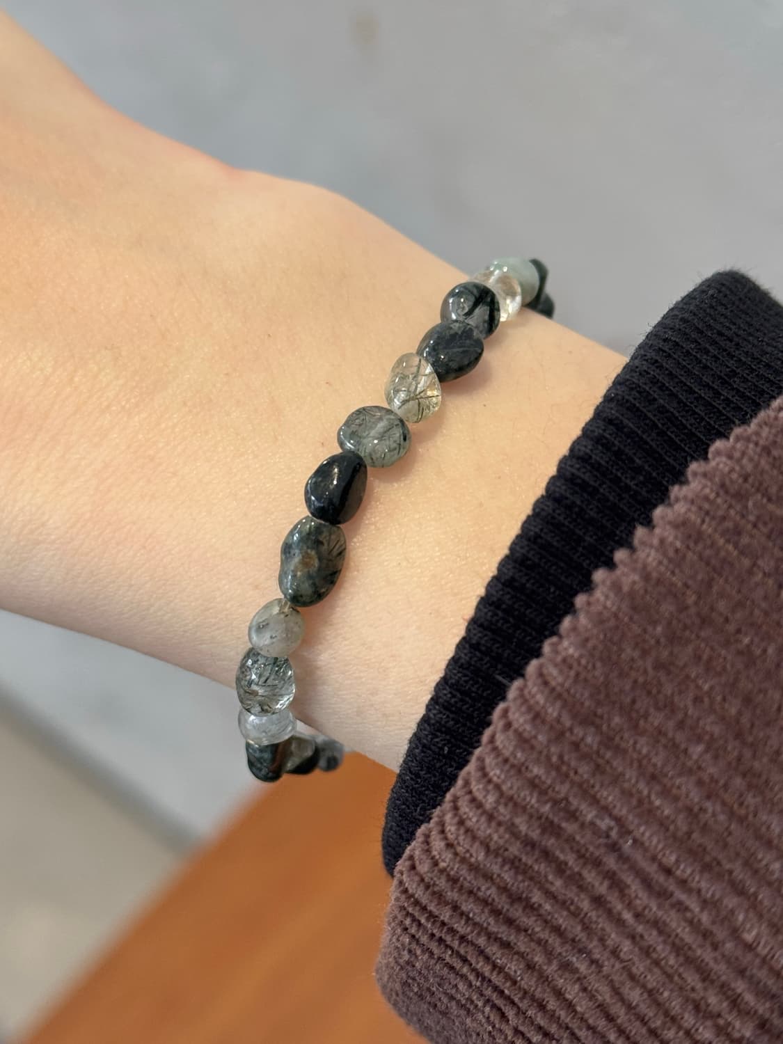 (핸드메이드) 천연 그린 루틴 퀄츠 수정 원석팔찌 상품이미지4