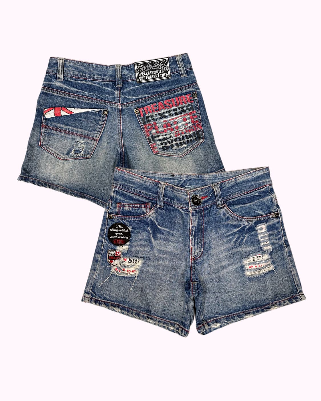 disstressed lettering denim shorts 상품이미지1