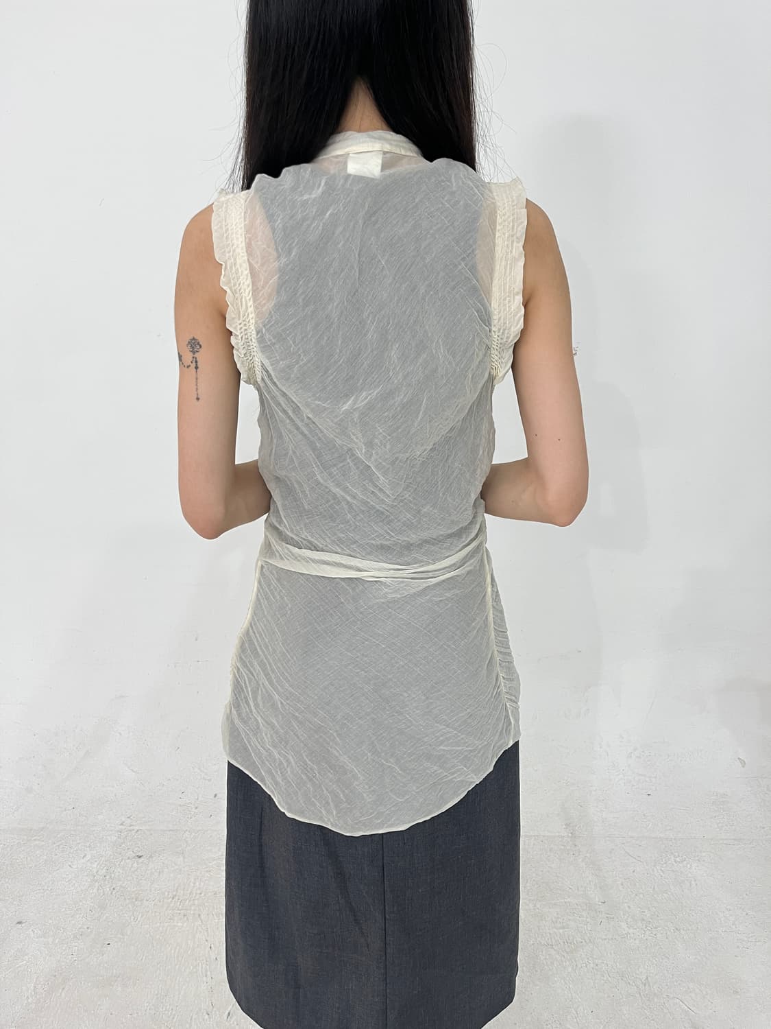 Dkny frill sheer sleeveless 상품이미지5