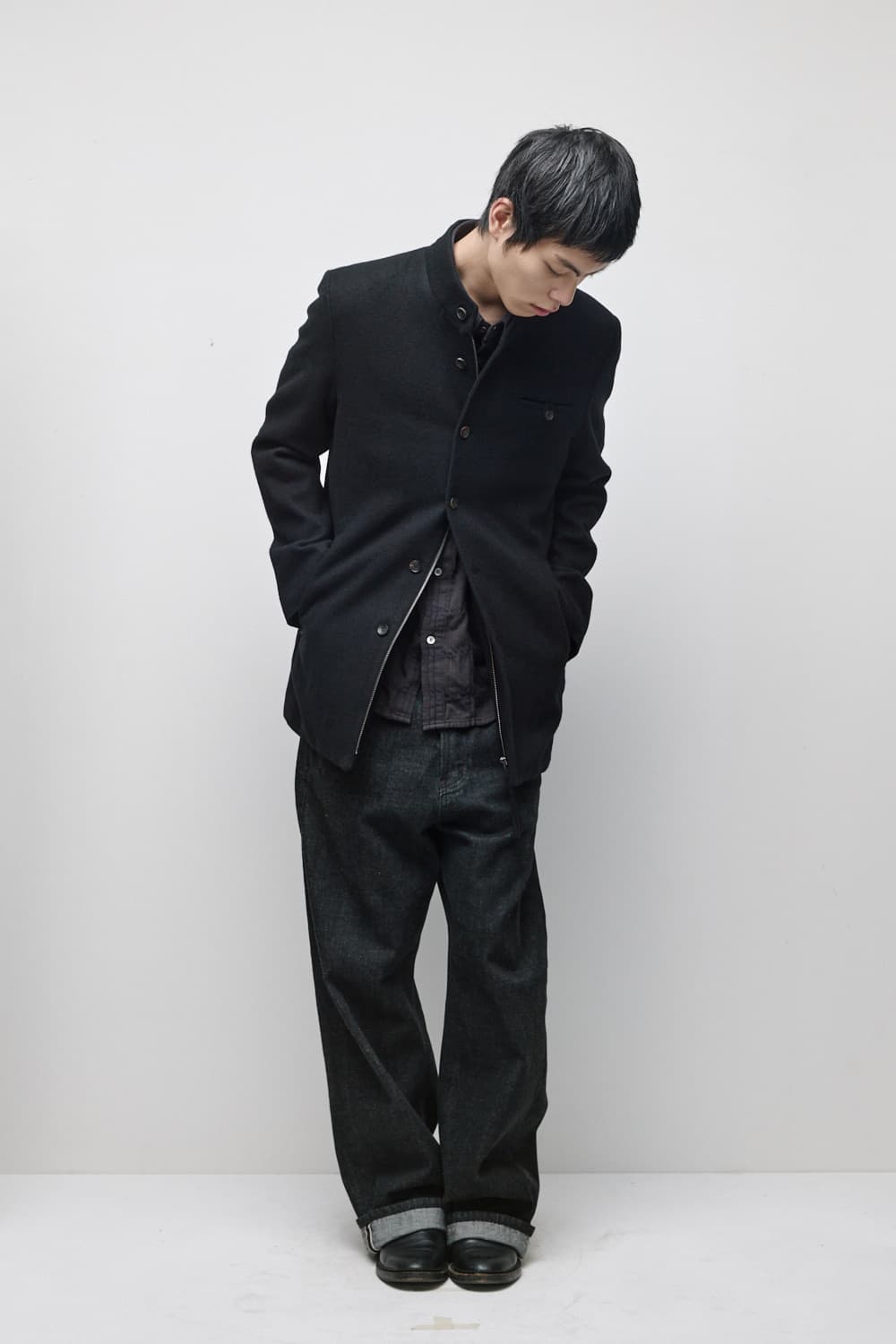 해칭룸 스탠드 카라 코트 상품이미지4