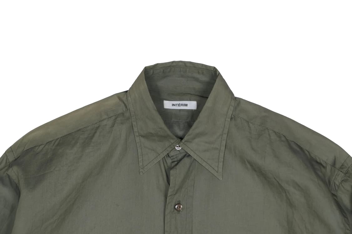 인테림 코튼-실크 포플린 셔츠 올리브그린 상품이미지4