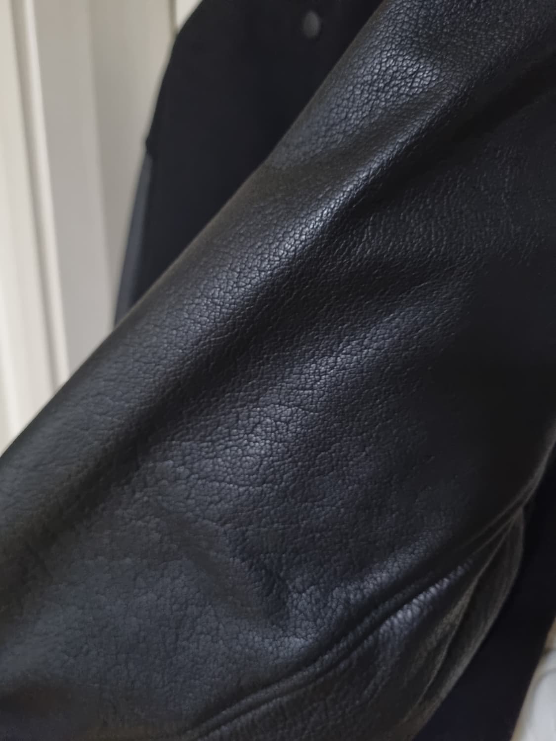 스컬프터 버팔로 레더 바시티 자켓 블랙 (L) 상품이미지4