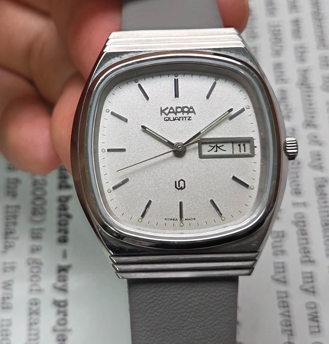 빈티지 카파(KAPPA) 순정 스파클 실버다이얼 한자 데이데이트 쿼츠  상품이미지1