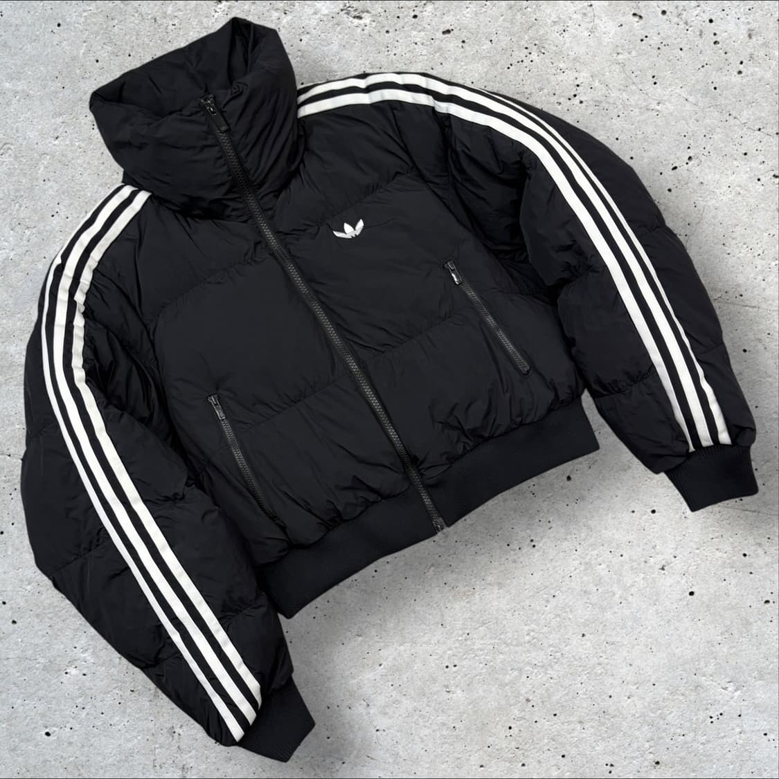 [M] 아디다스 아디컬러 크롭 3선 패딩 블랙 새상품 C810 상품이미지1