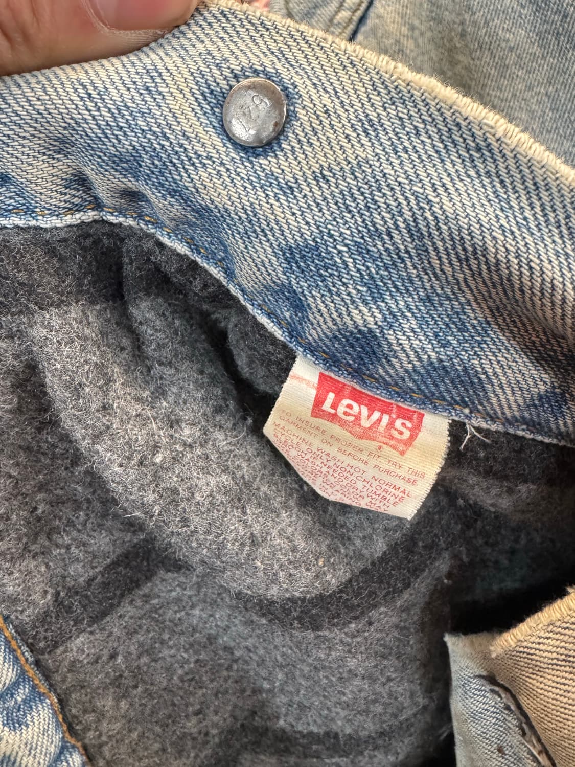 80s 리바이스 빈티지 컨디션 블랭킷 안감 데님 트러커 자켓 L 상품이미지10