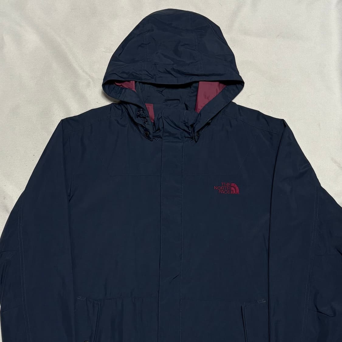 105 노스페이스 네이비 버건디 배색 후드 바람막이 상품이미지1