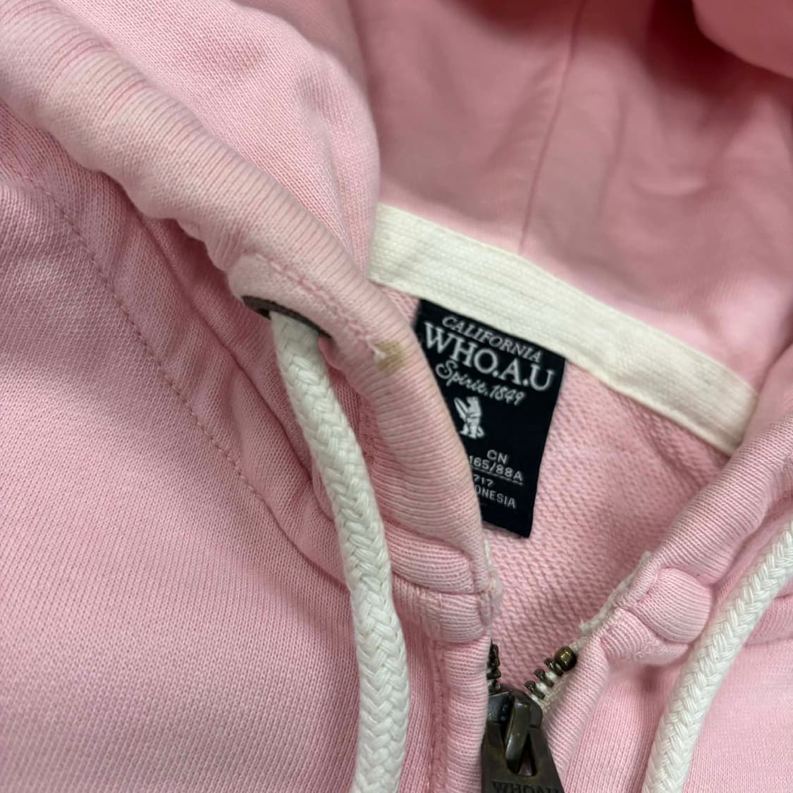 후아유 y2k 베이비핑크 러블리힙 걸즈 스웻 후드집업 희귀져지(M) 상품이미지6