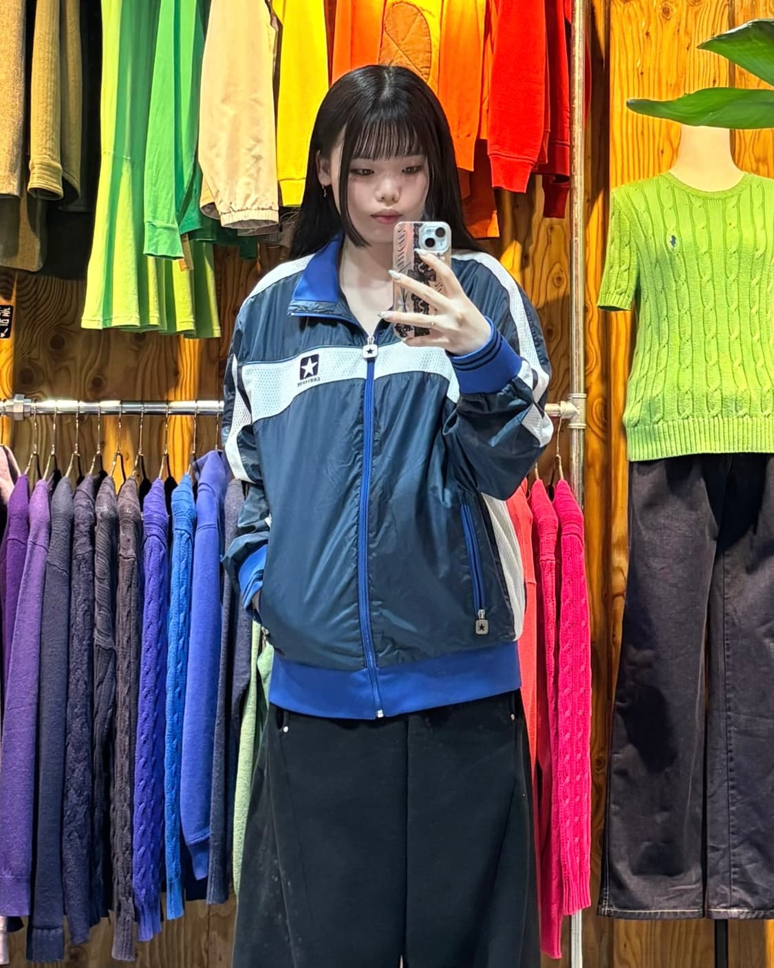 L 컨버스 백포인트 블루 나일론 자켓 상품이미지1