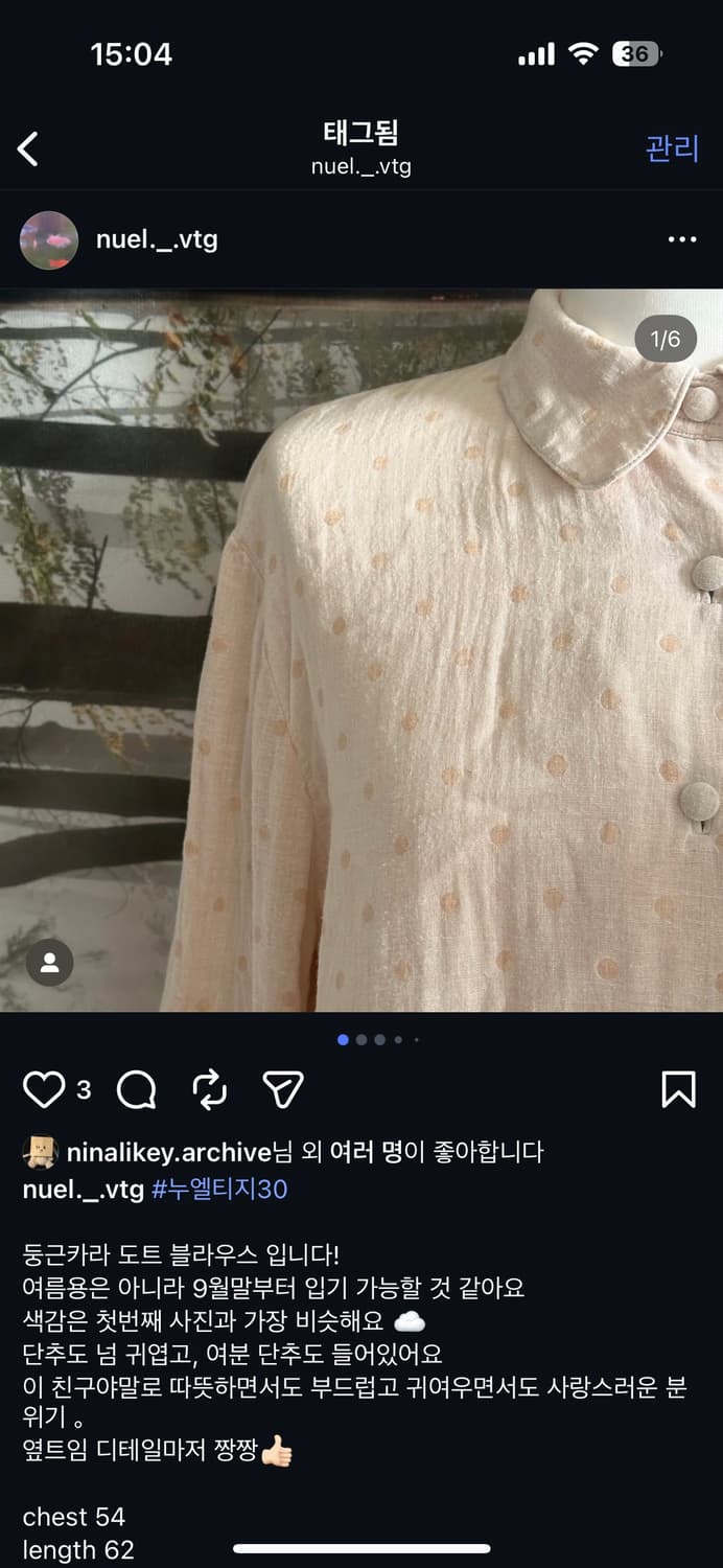 도트 홍콩 블라우스 둥근 카라 모리걸 모리 아오이유우 상품이미지1