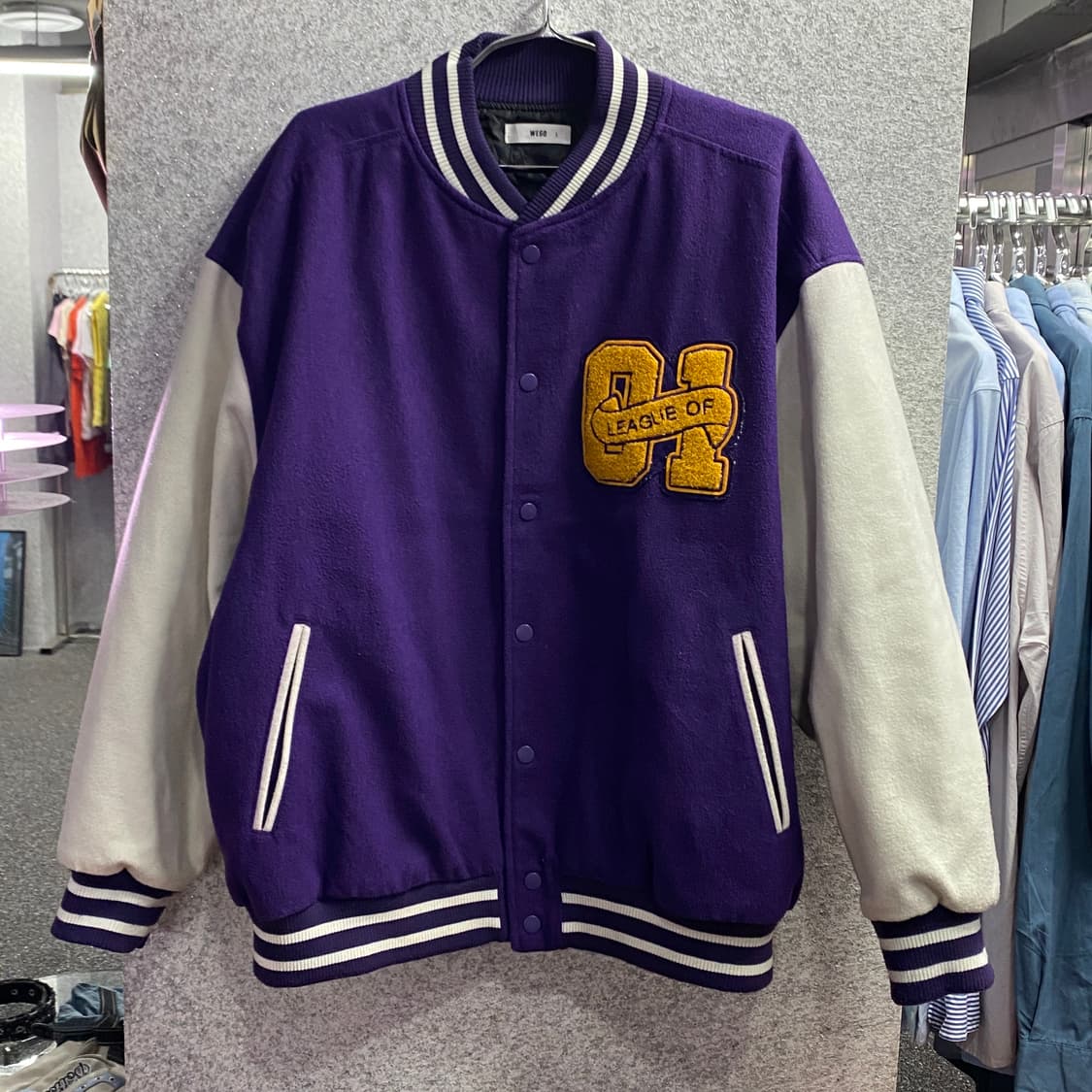 위고 퍼플 배색 바시티 자켓 B3780 상품이미지2