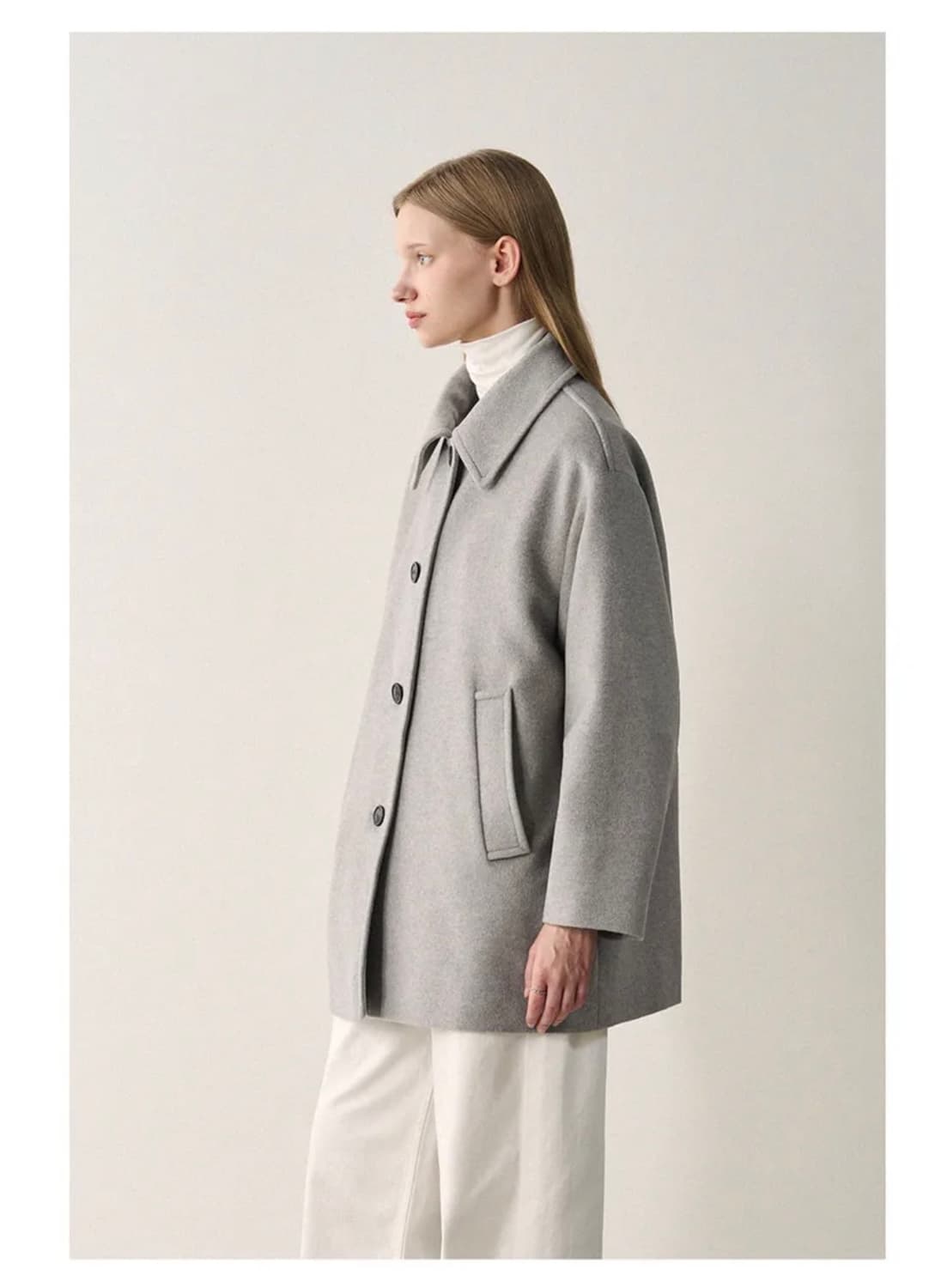 (S) 드로우핏 우먼 소프트 울 캐시미어 오버사이즈 하프 코트 판매 상품이미지6