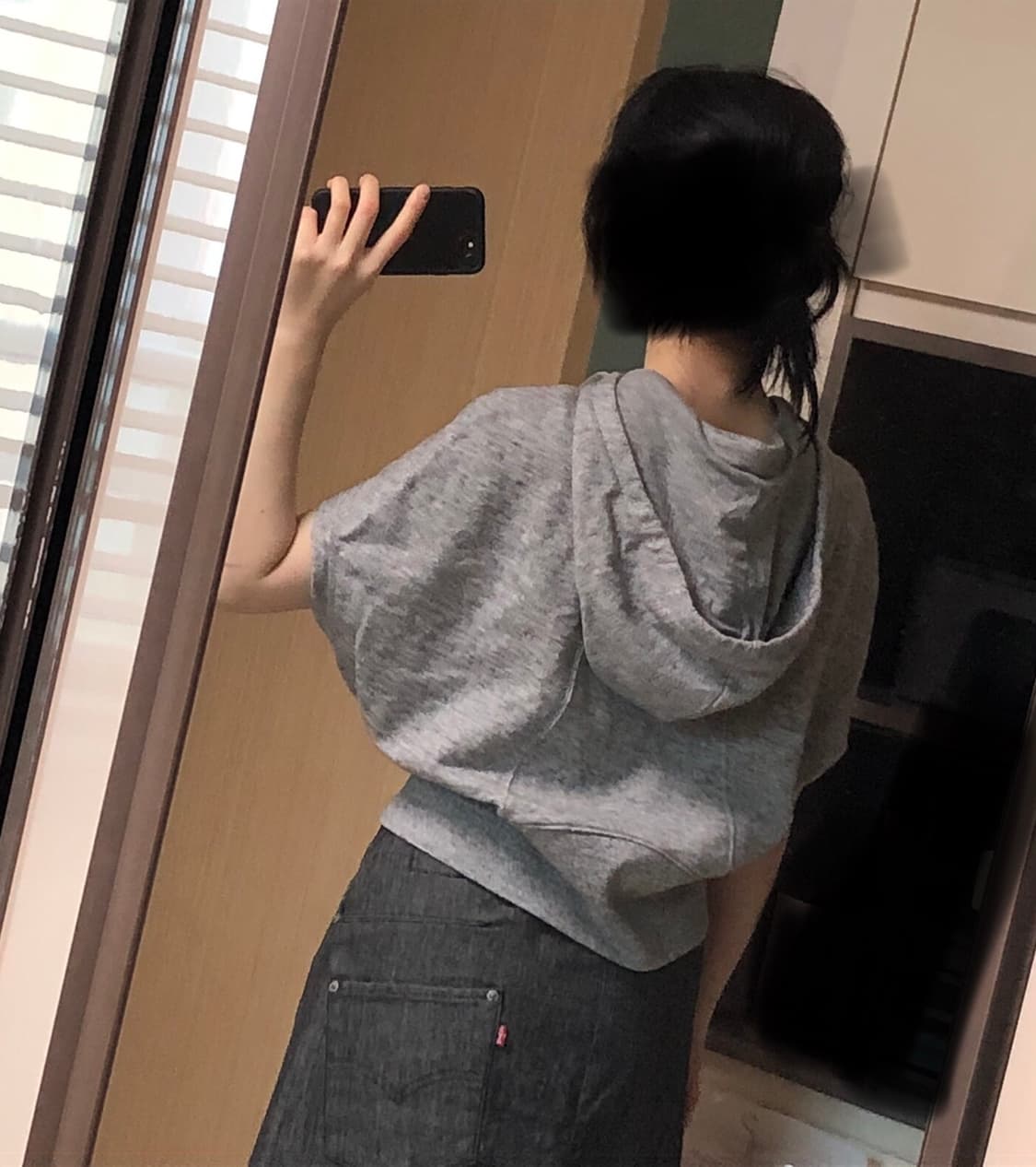 M 유니클로 릭오웬스 어반스웨트 판초 반팔 후드 집업 상품이미지3