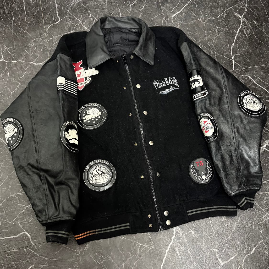 아비렉스 터스키기 리버시블 레더암 울 바시티 자켓 상품이미지1