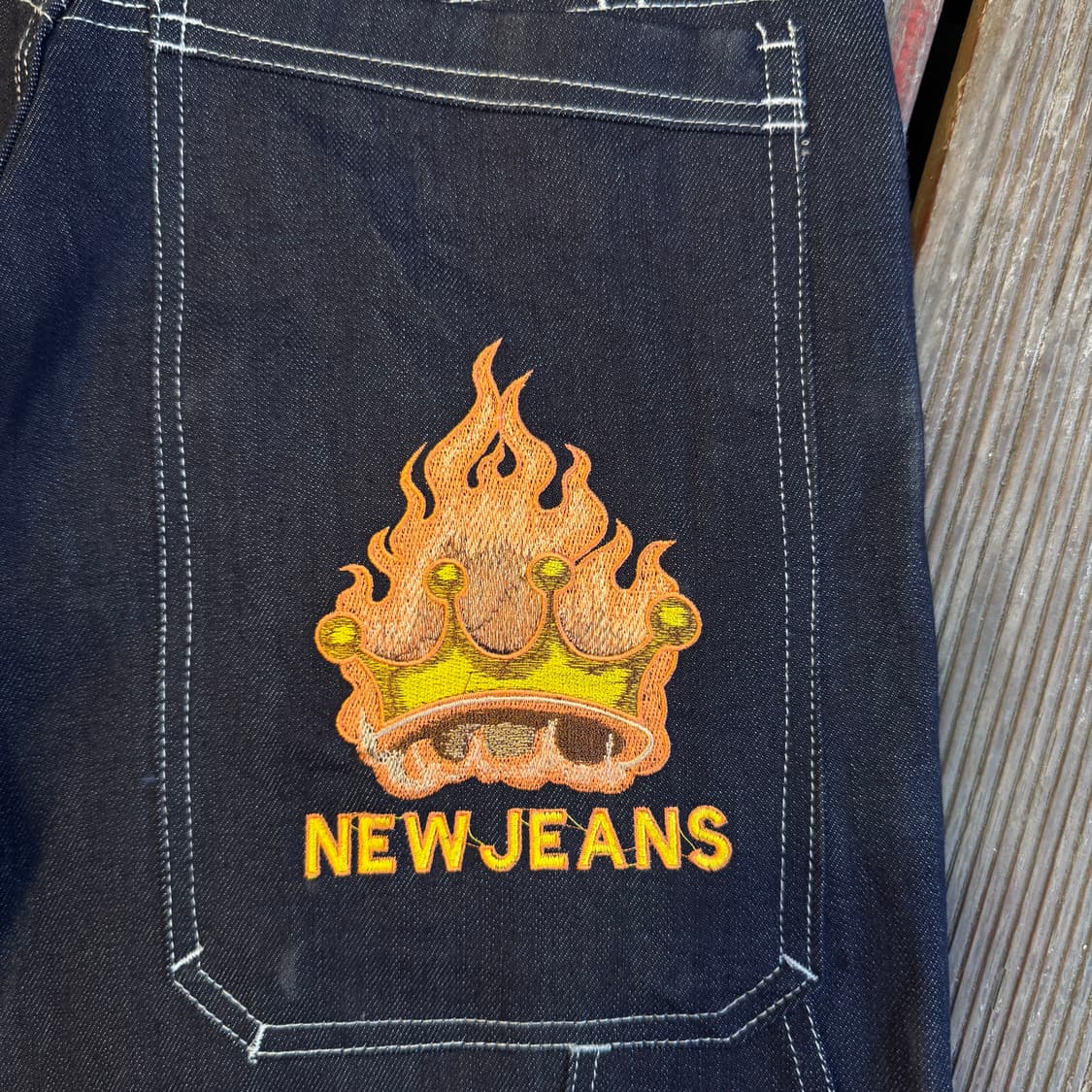 뉴진스 자수 데님팬츠 오렌지 상품이미지3