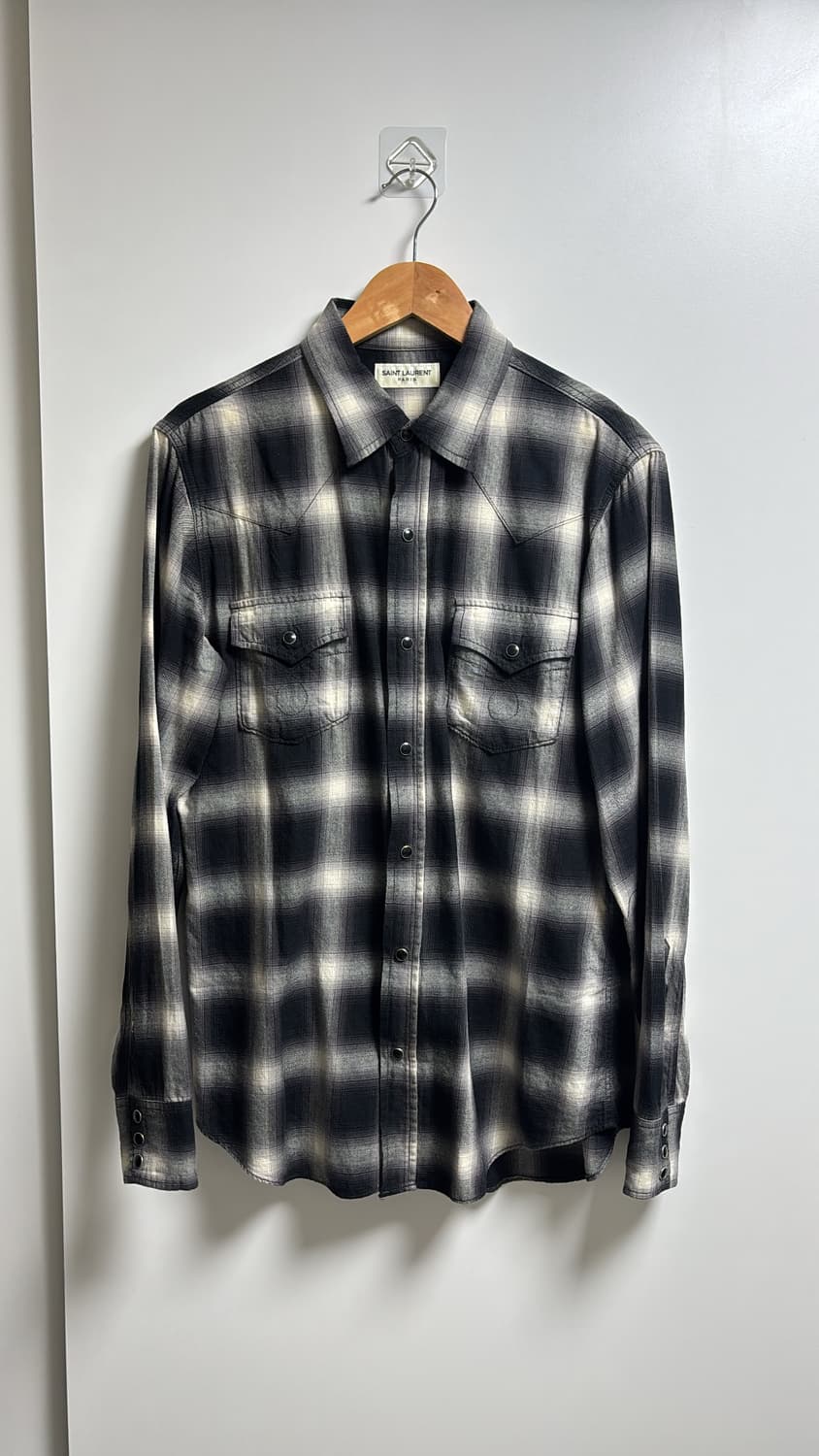 생로랑 16fw 에디슬리먼 플란넬 웨스턴 셔츠 m사이즈 상품이미지1