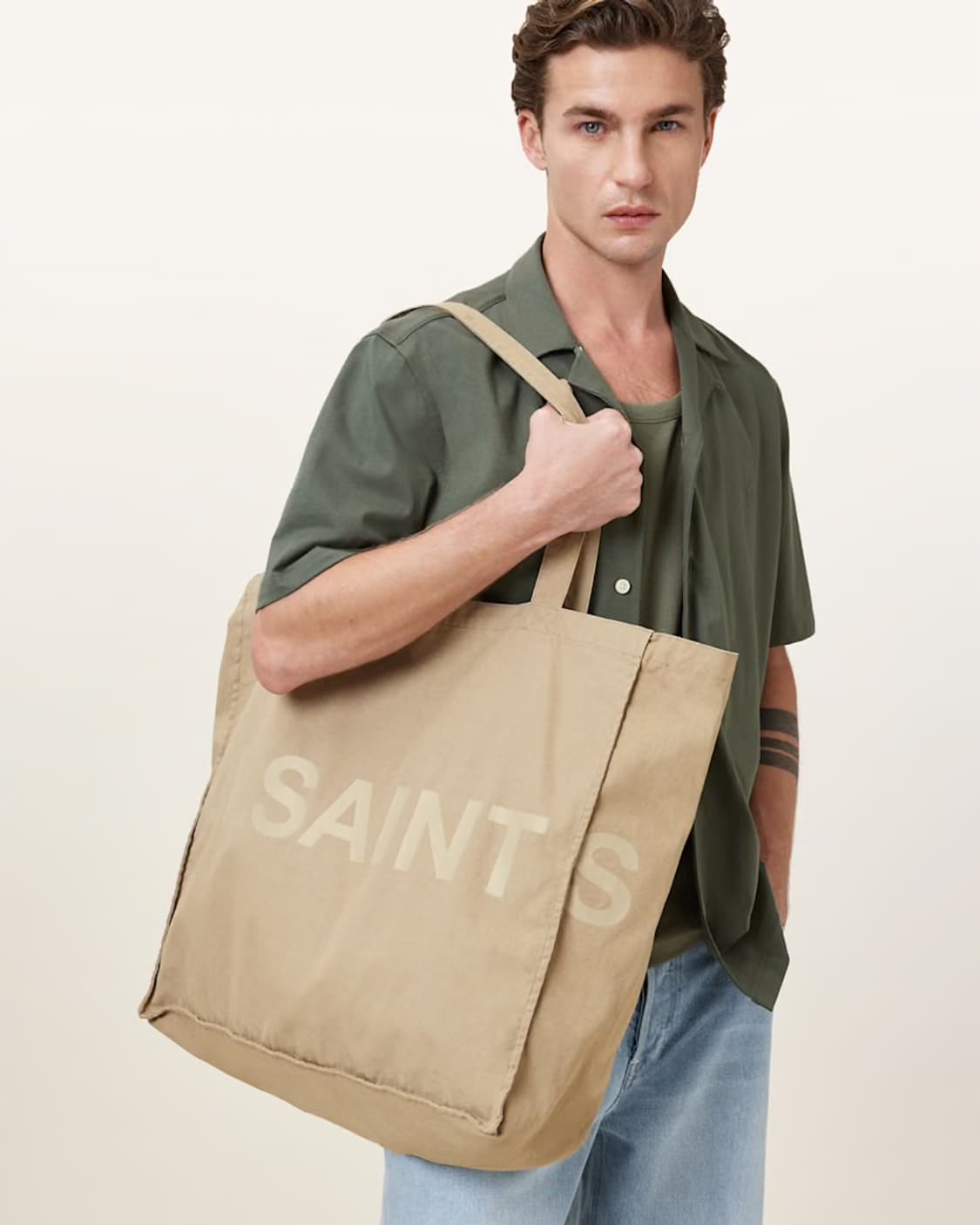 올세인츠 biggy 토트백 라이트카키 상품이미지2