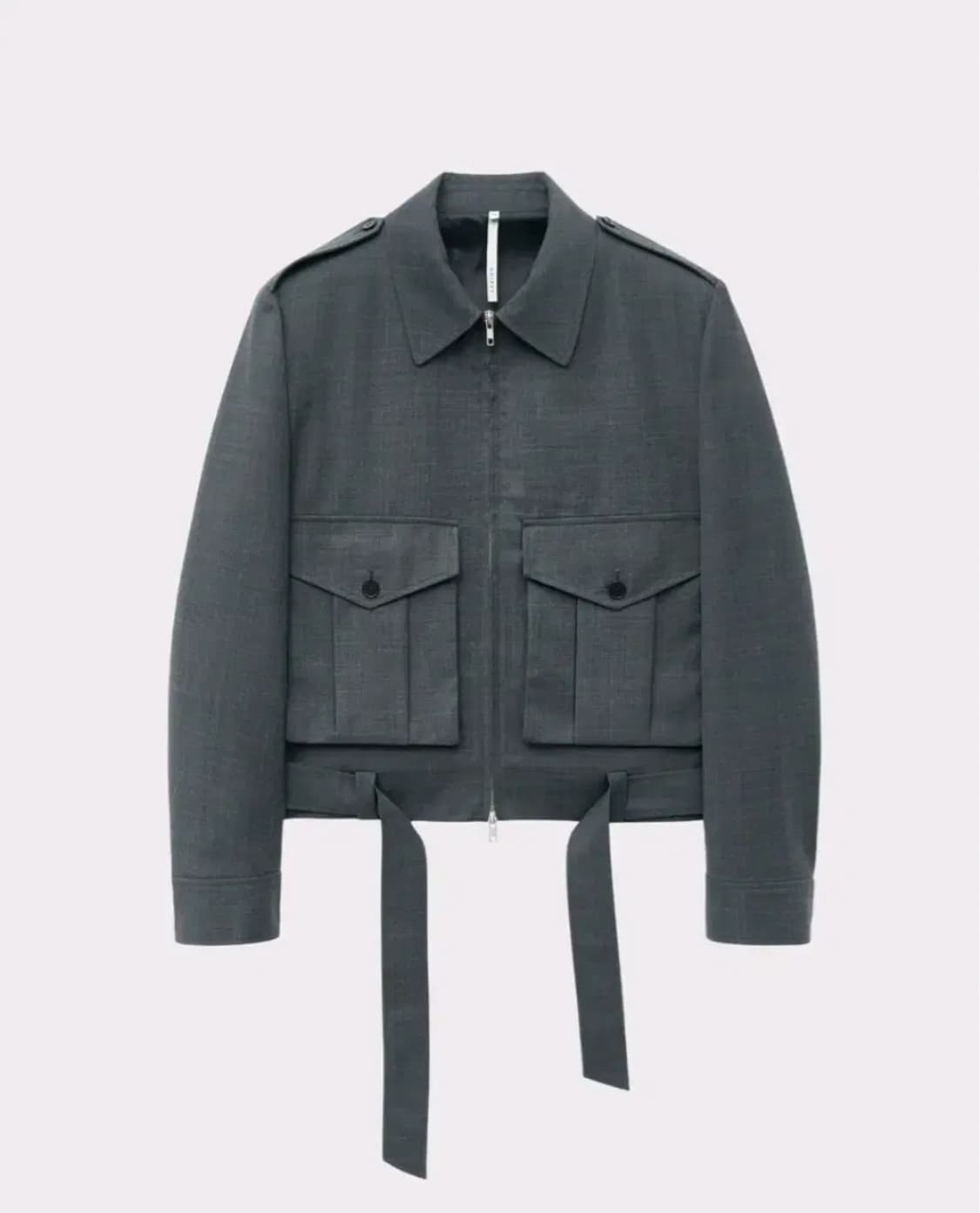 [48 새상품] 깡 노이어 울 필드 포켓 벨티드 크롭 자켓 상품이미지1