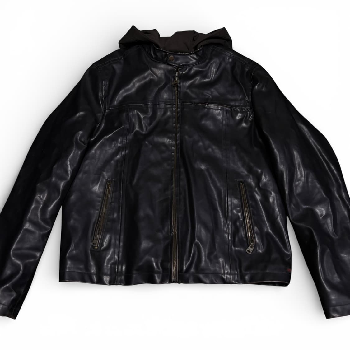 L 리바이스 블랙 후드레이어드 쉐르파 레더자켓 상품이미지1