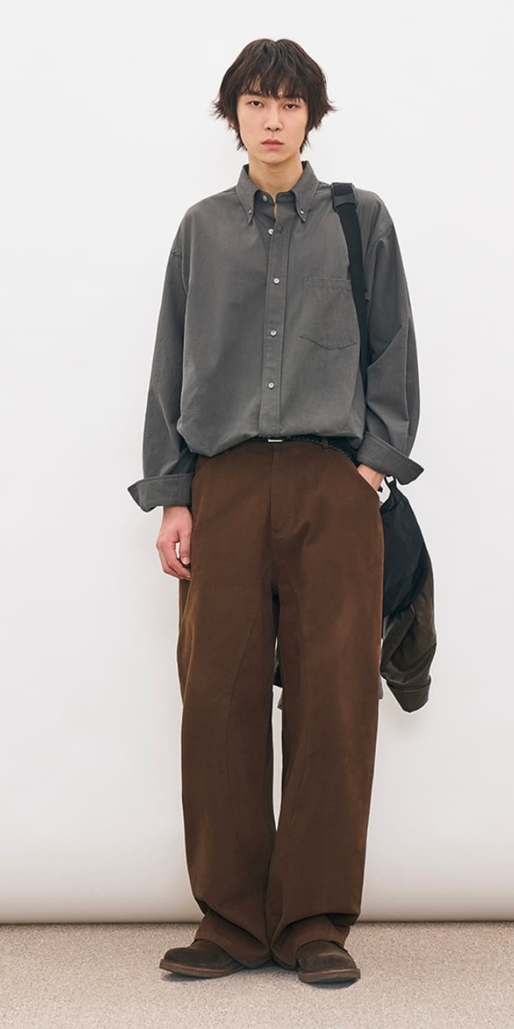 파르티멘토 커브드 절개 와이드 치노팬츠 (크게나옴) 상품이미지3