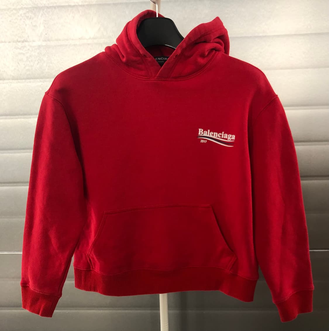 발렌시아가 웨이브 로고 후드티 레드 S 상품이미지6