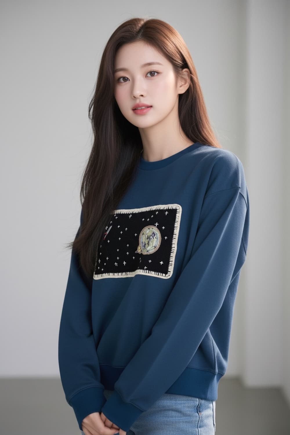 시스템 자수 맨투맨 네이비 95 상품이미지1