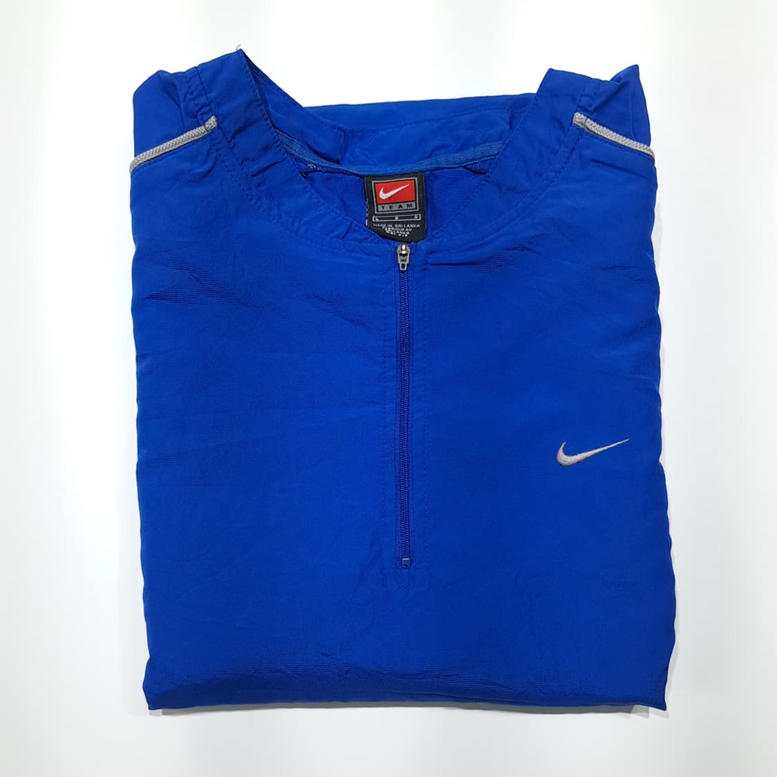 CL976 L 나이키 00s 드라이핏 팀라인 블루 반팔 웜업 아노락 상품이미지7