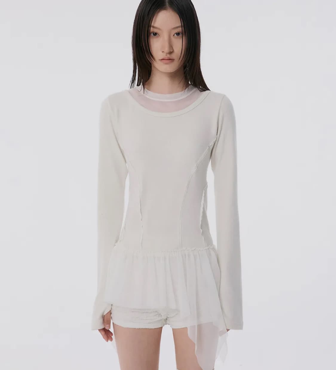 Flare up) Layered Lace Frill Long Sleeve 상품이미지1