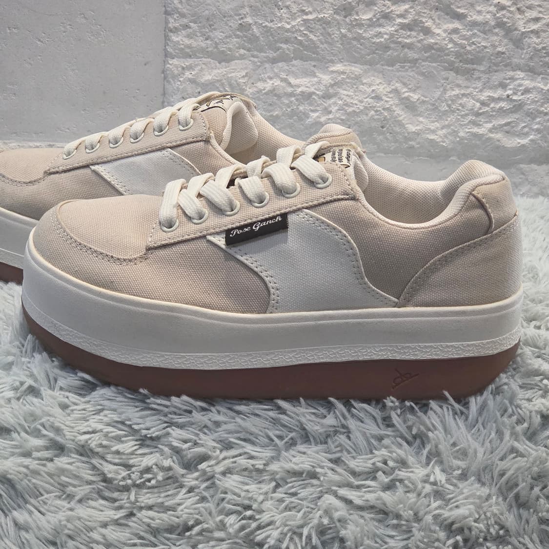 8q-29:Poseganch 포즈갠치 캔버스 스니커즈 베이지 (235) 상품이미지2
