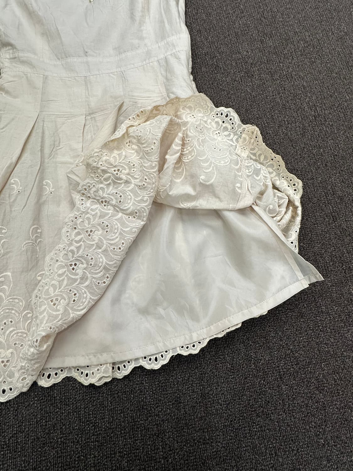 OS)Japanese vintage v넥 펀칭 아이보리 나시 원피스 상품이미지5