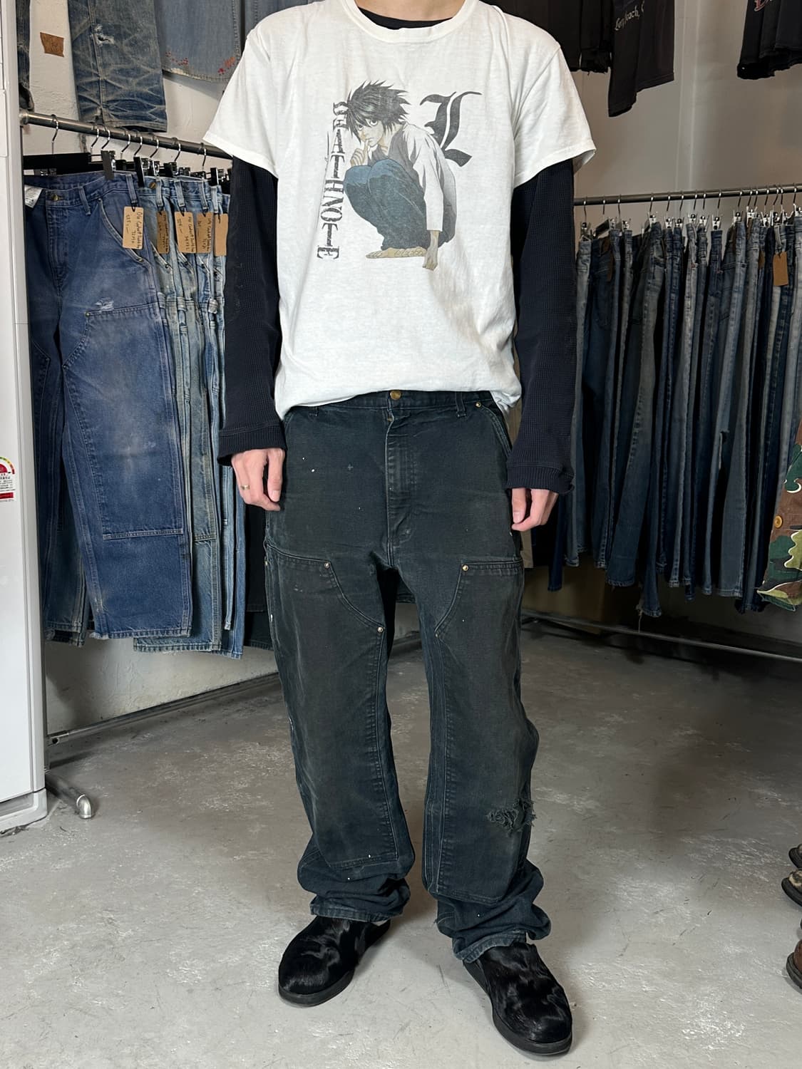 OG USA 칼하트 B01 더블니 블랙 칼하트 썩블니 워크팬츠 상품이미지4