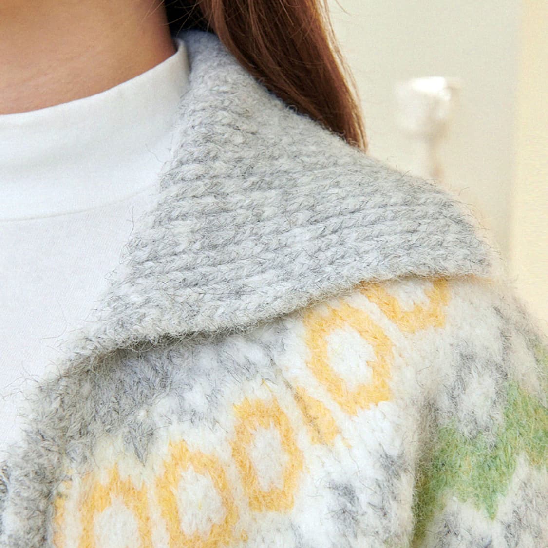 미케네(MICANE) 밀키 울헤어 니트집업가디건 44-66 새상품 상품이미지4