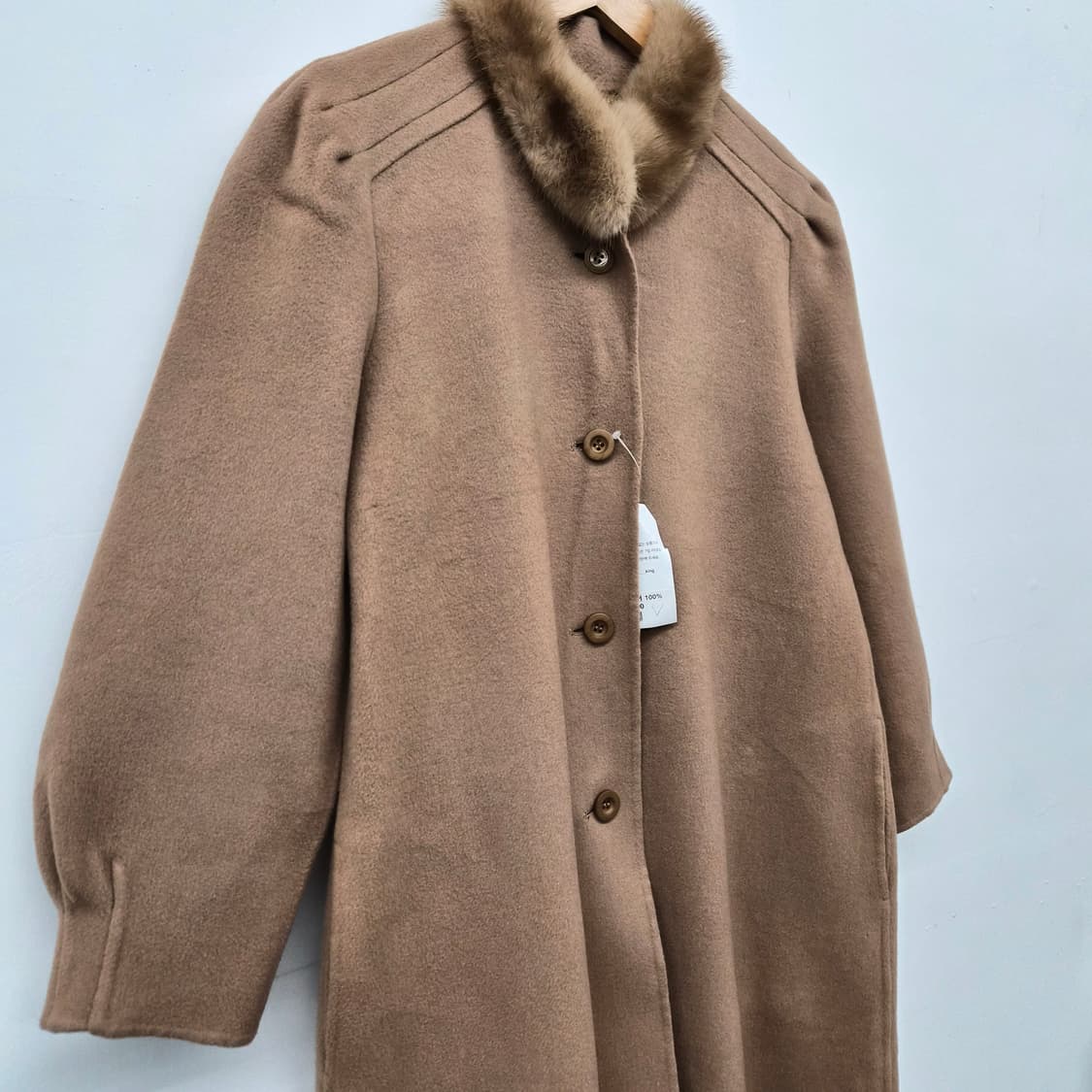 캐시미어 100% 카멜 브라운 퍼 롱코트 여성 S 상품이미지2