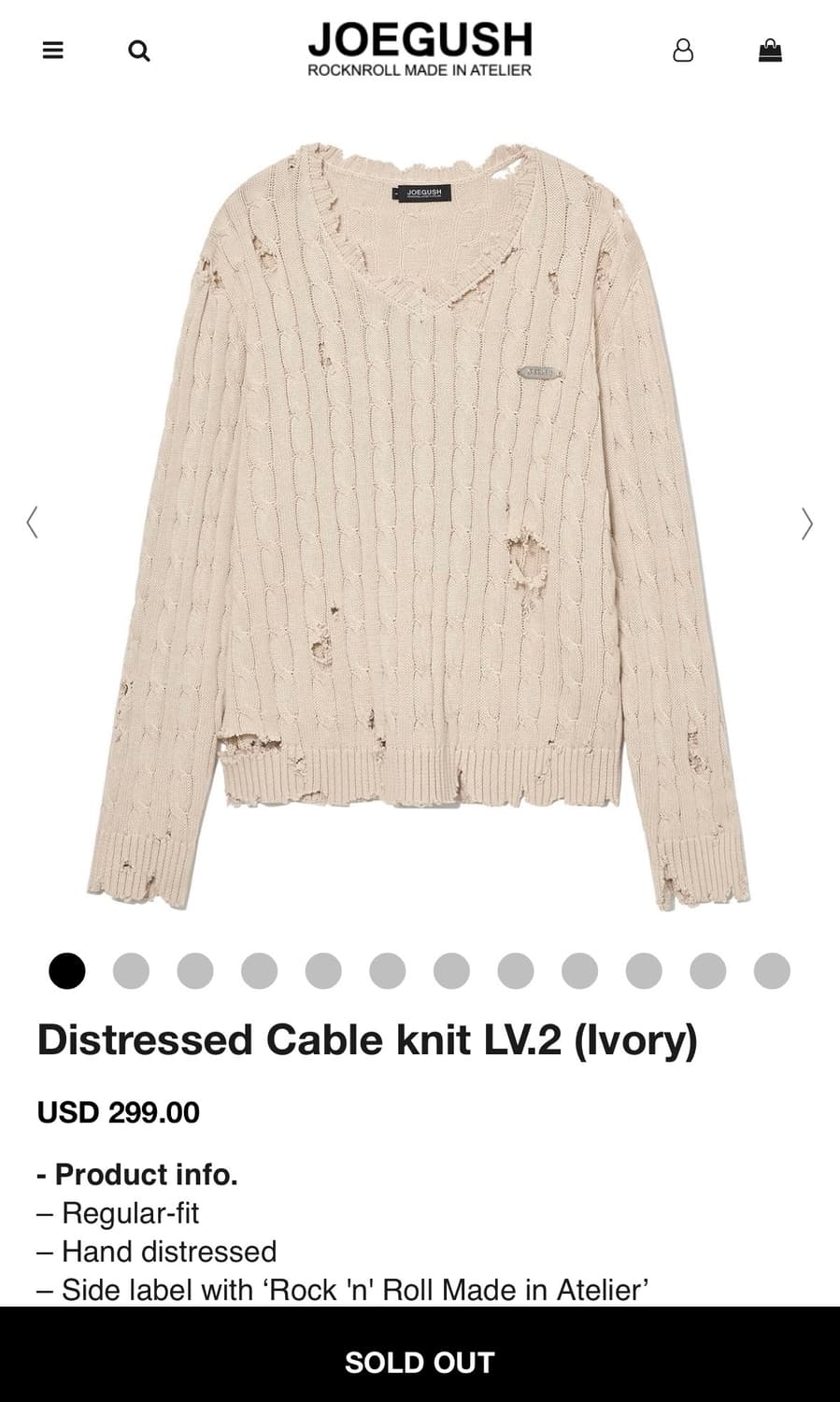 조거쉬 Distressed Cable knit LV.2 2size 상품이미지1
