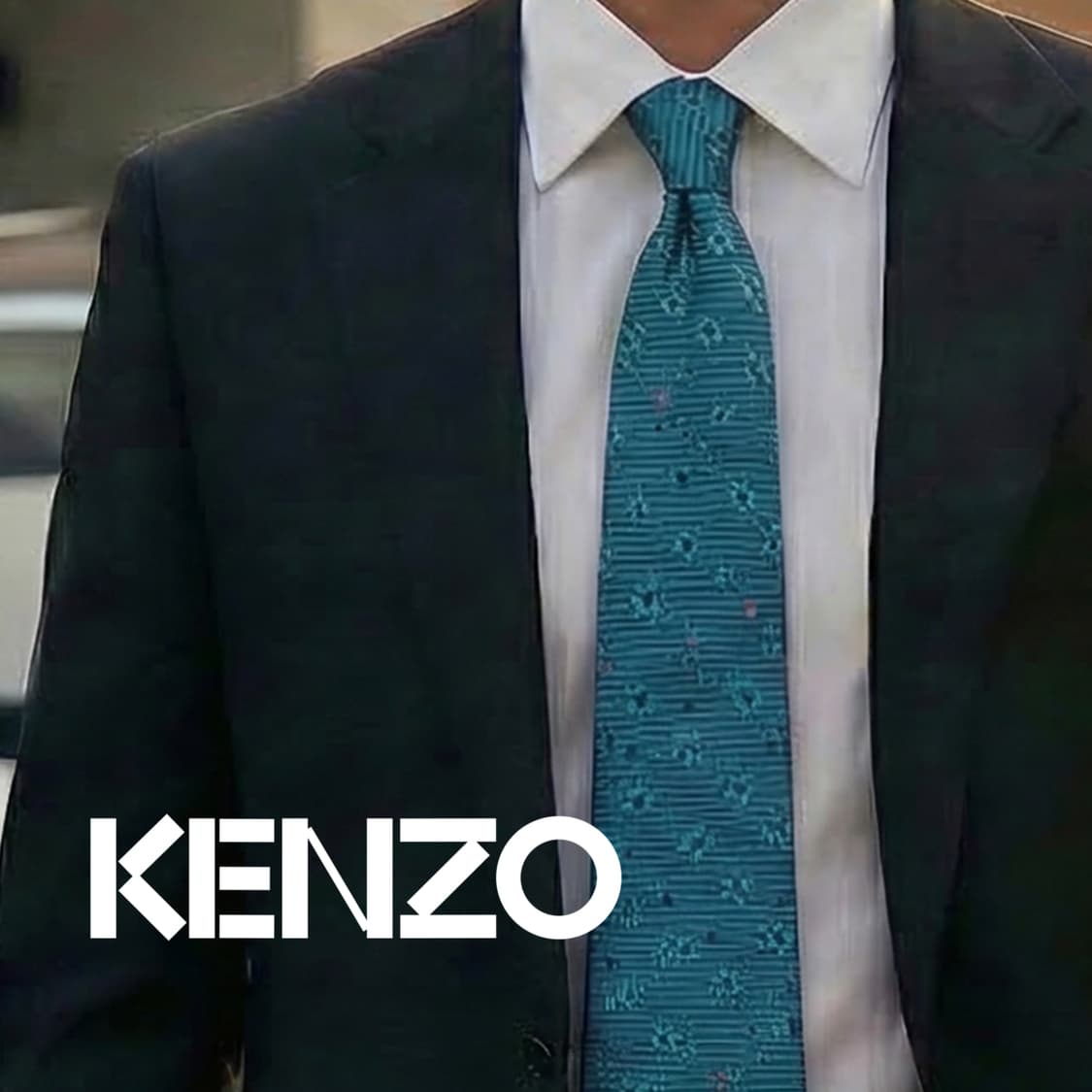 겐조 실크 플라워 자카드 넥타이 9.3cm A+등급 K2270 상품이미지1