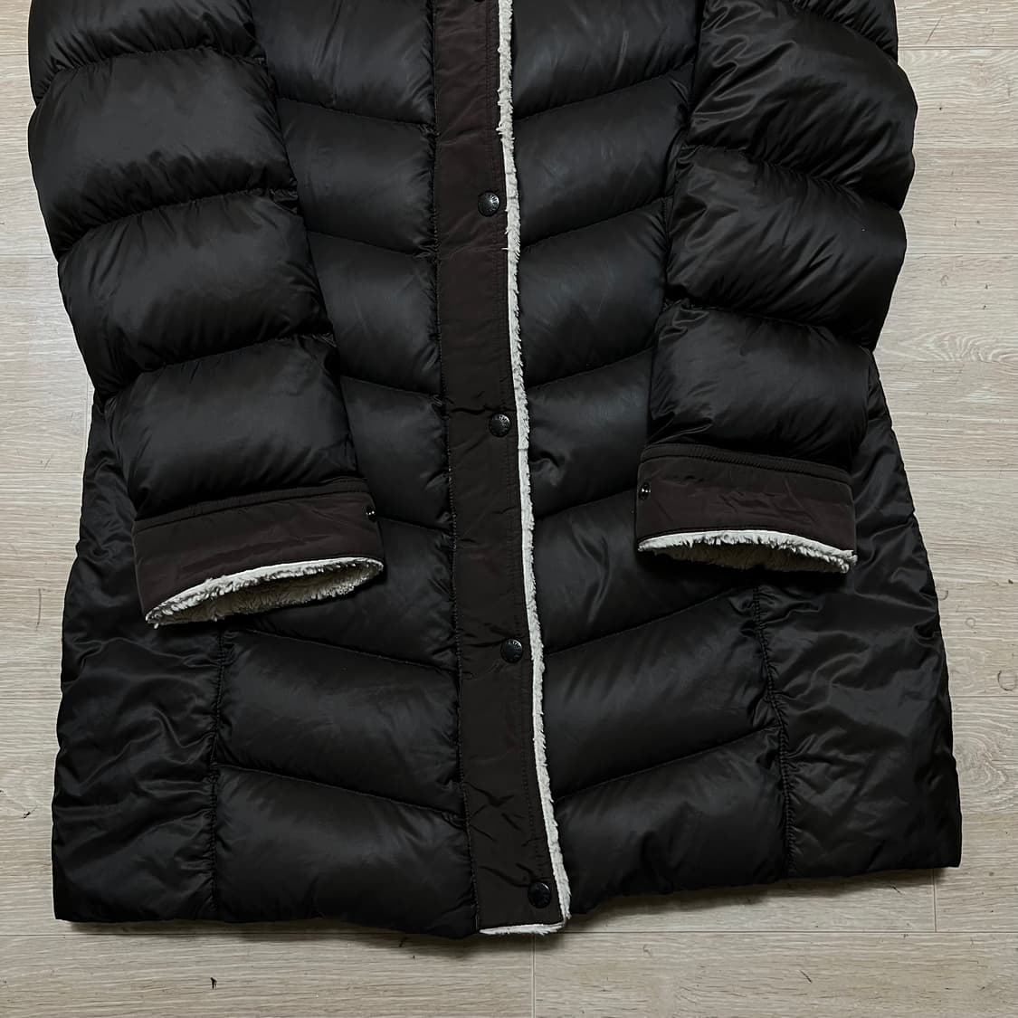 노스페이스 여성 구스다운 퀼팅 하이넥 롱패딩 점퍼 [브라운] XL/105 상품이미지3