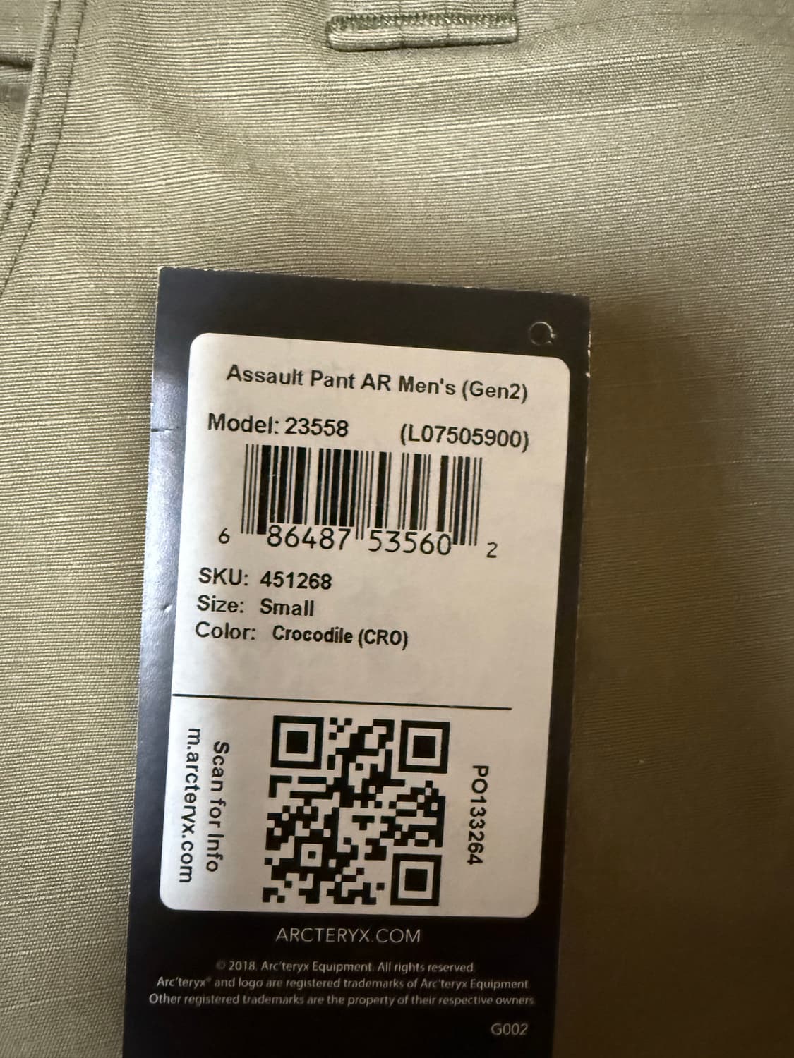 [S] 아크테릭스 리프 어썰트 팬츠 gen2 크로코다일 상품이미지4