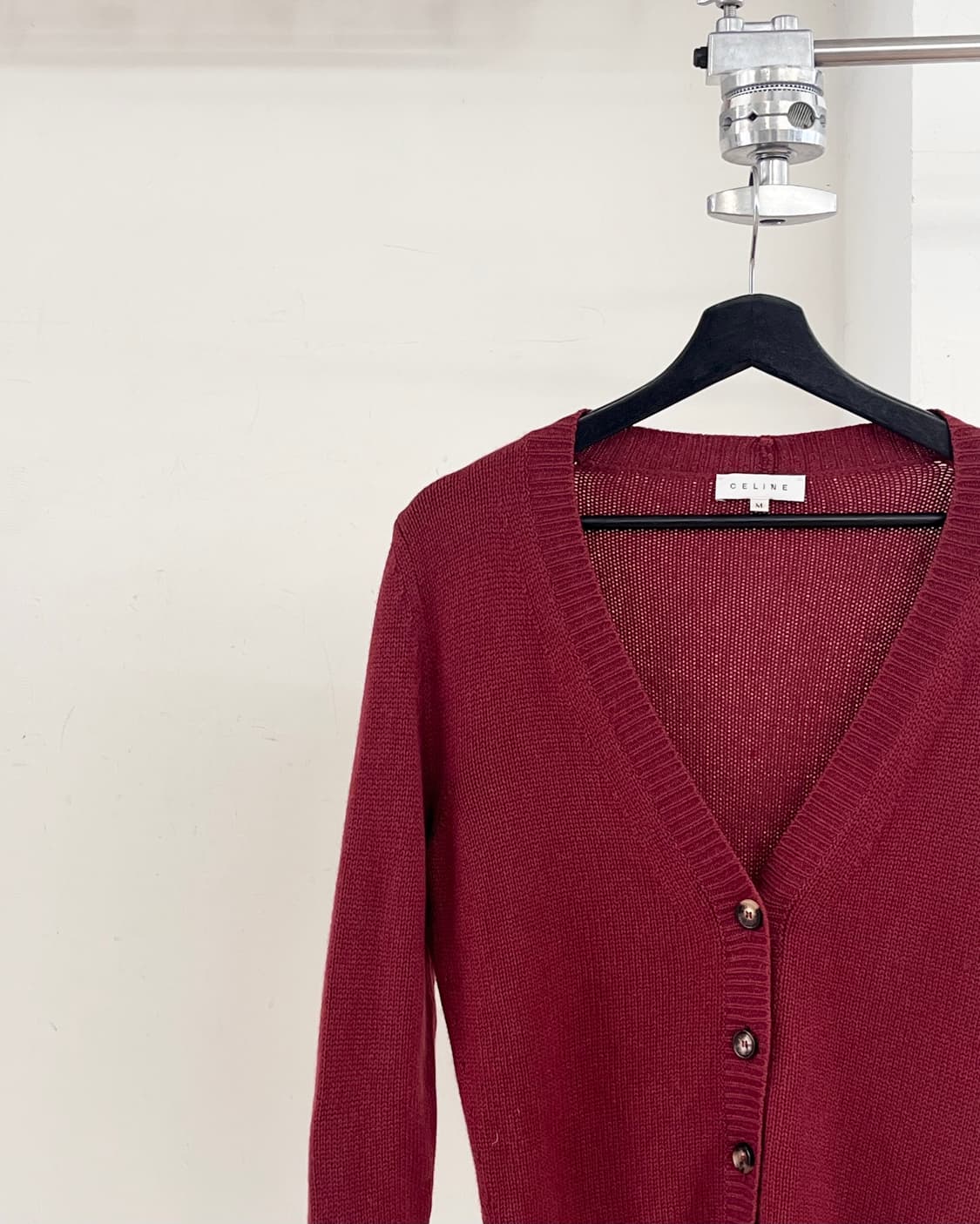셀린느 버건디 캐시미어 브이넥 가디건 상품이미지3