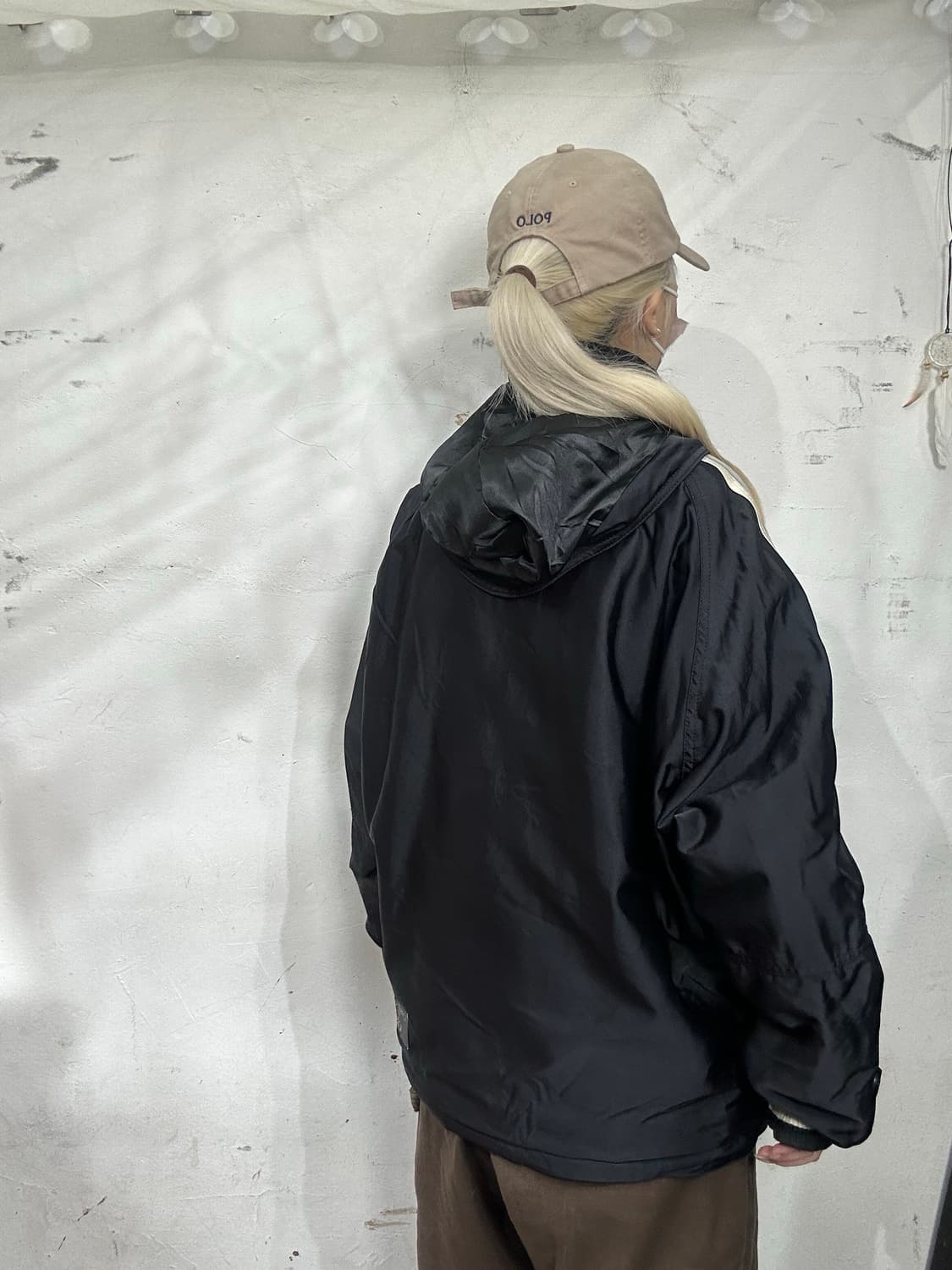 데상트 블랙 일본판 내부 기모 뽀글이 바람막이 트랙 자켓 L 상품이미지3